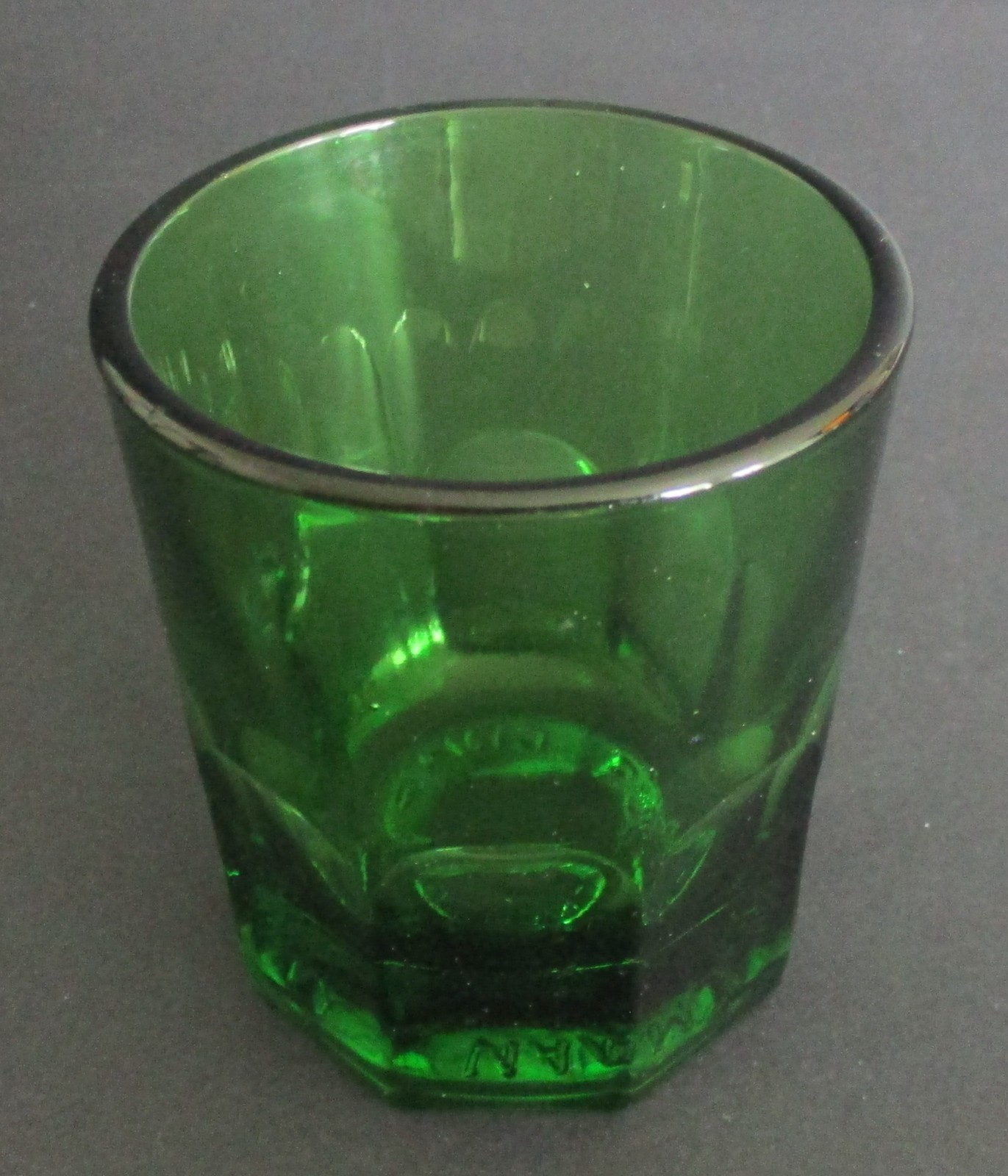Early to Mid 20th Century Pullman Railroad Company Green Glass Whiskey Tumbler