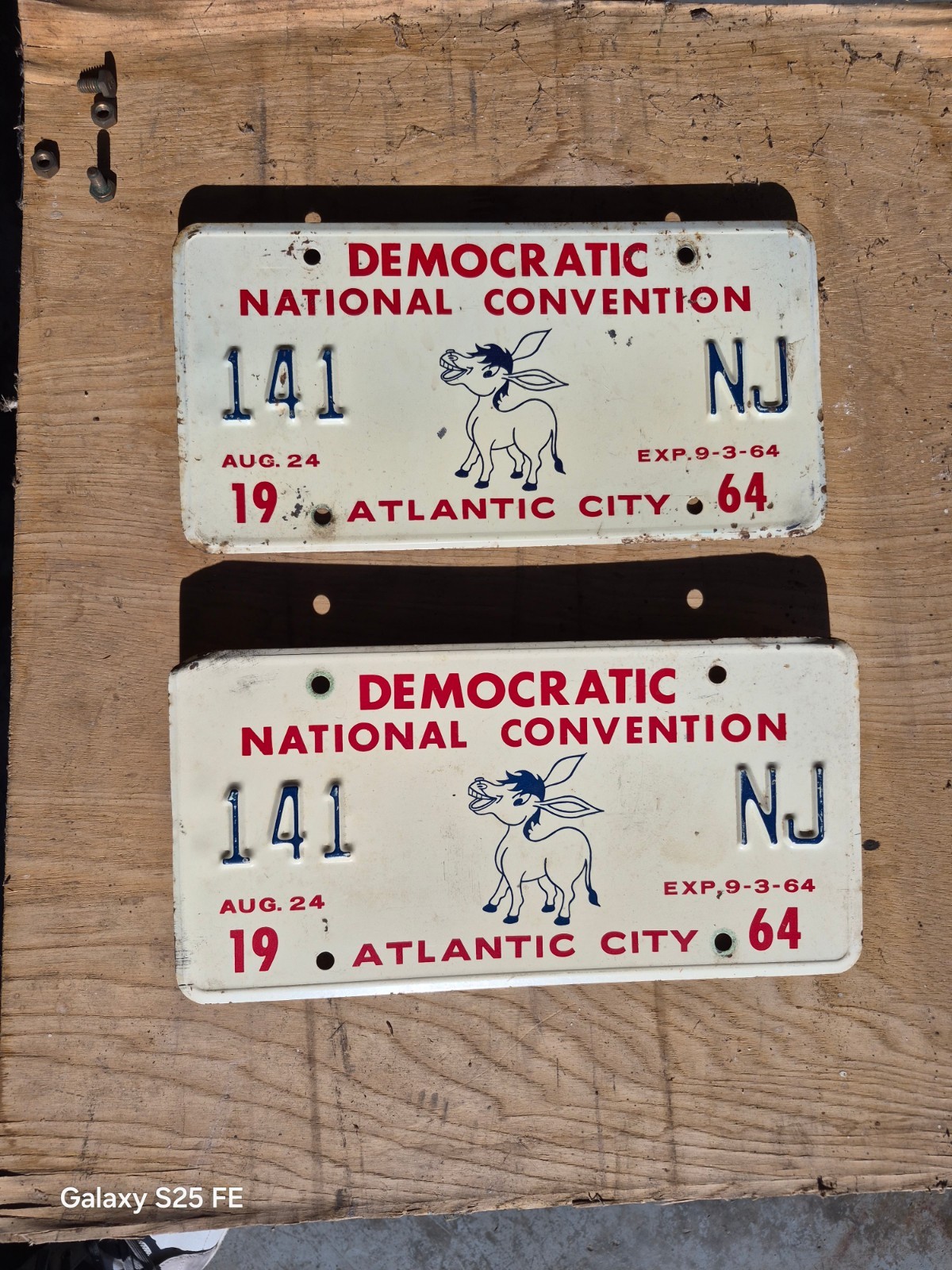 1964 Democratic National Convention liscense plate pair 1964 Democratic National Convention liscense plate pair