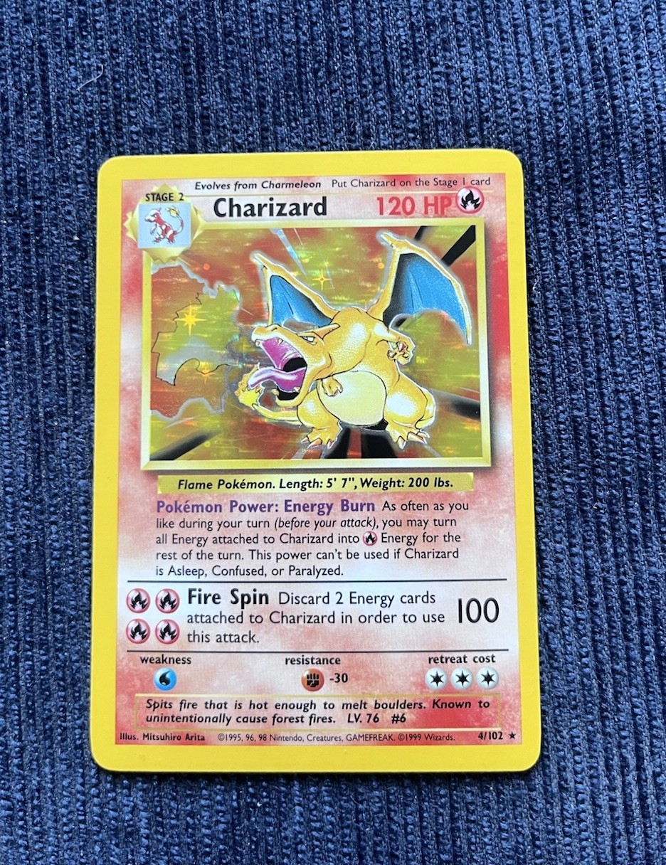 1999 Pokémon Base Set Charizard 4/102 Holo Rare WOTC LP