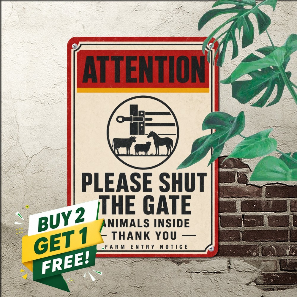 Keep Gate Closed Heavy Duty Farmhouse Plaque Retro Metal Tin Sign 8x12