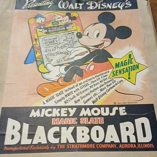 1940-50\'s Disney Mickey Mouse Magic Slate Blackboard w/ Box Vintage Collectible 