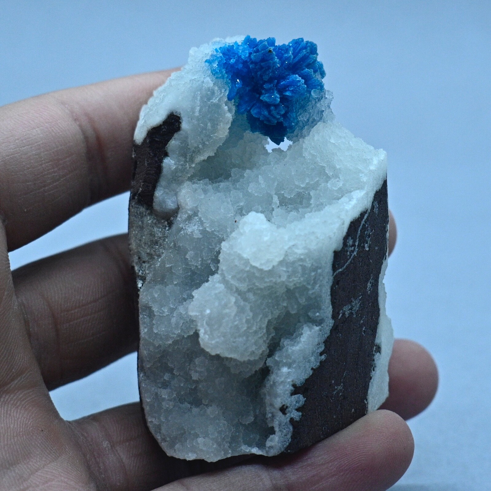 Rare formation of Cavansite on chalcedony  (non precious natural stone) # 4159