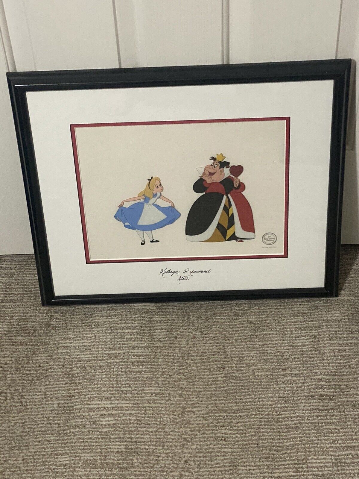 Disney Alice In Wonderland Sericel Curtsy To The Queen Signed Kathryn Beaumont