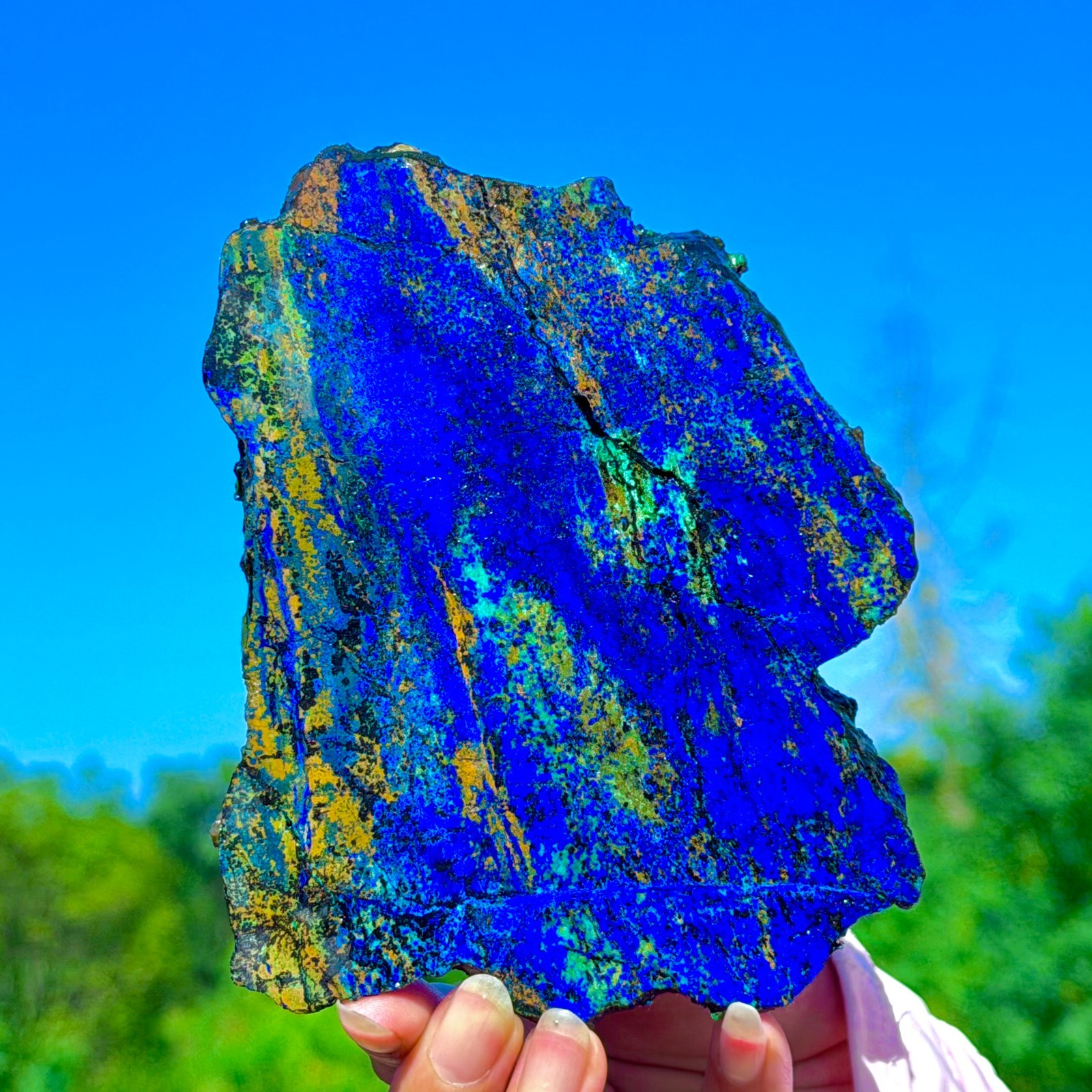 469G BEST NATURAL Azurite/Malachite Crystal Slice Gem Quartz Minerals Specimen