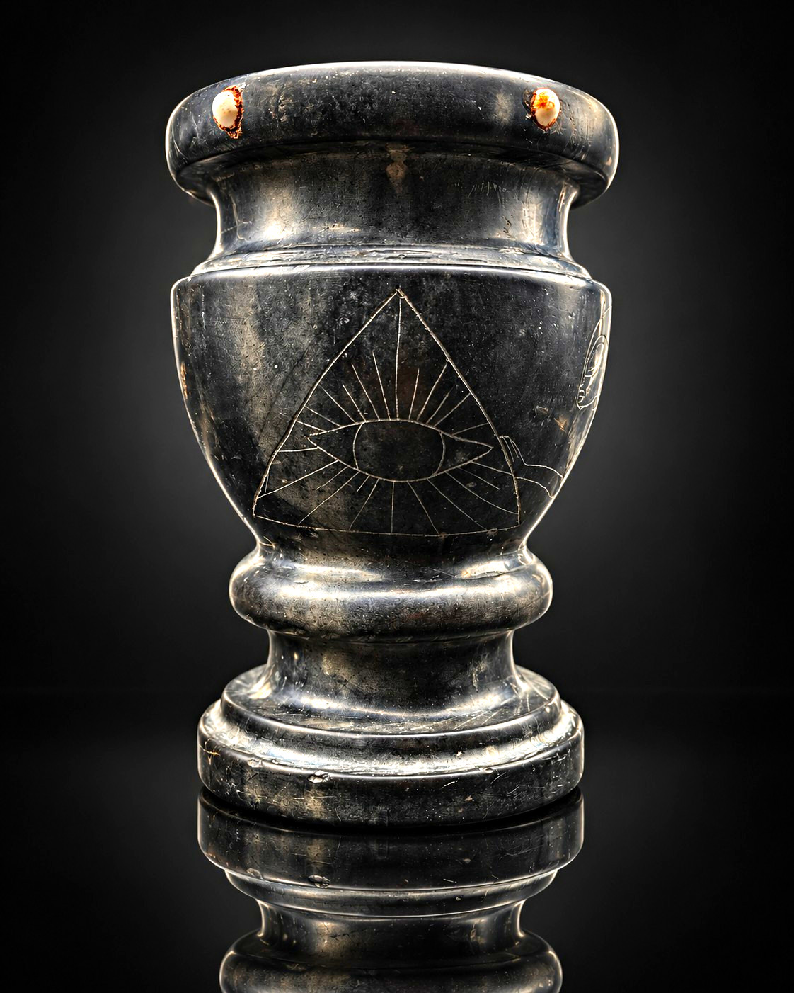 Ojuelos Mystery 9.9 LB Black Stone Sacred Chalice Engraved Ceremonial Artifact