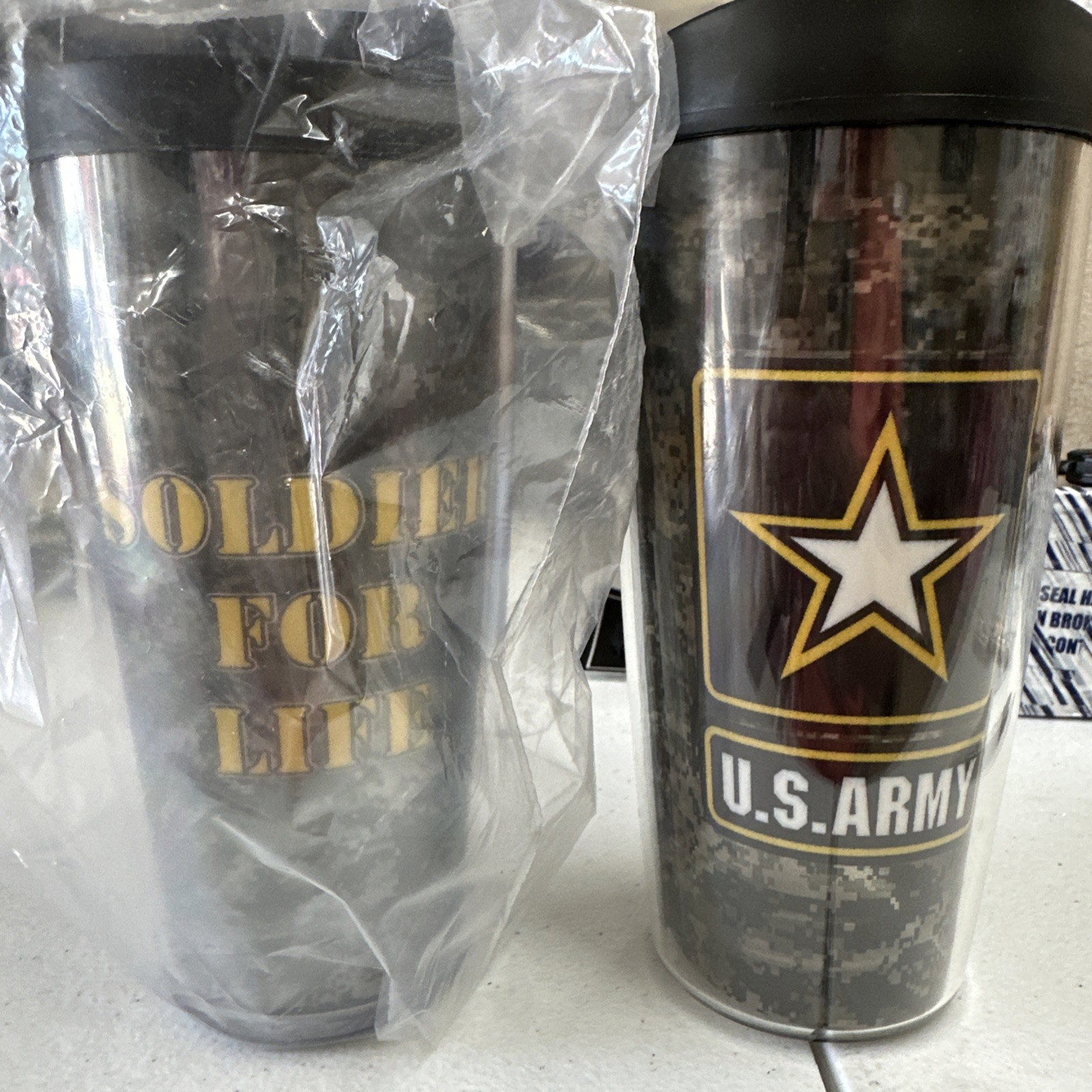US Army Soldier for Life veteran timber coffee water tea tumbler 
