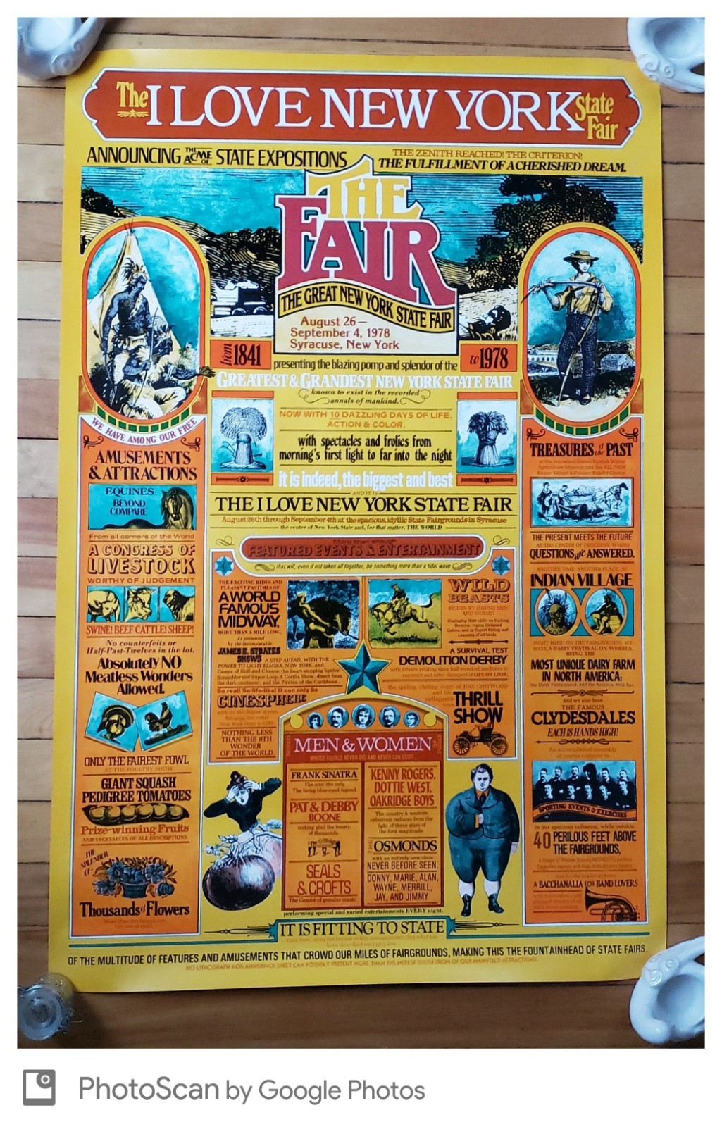 1978 New York State Fair Poster • I LOVE NY Syracuse Vtg Tourism Americana Art
