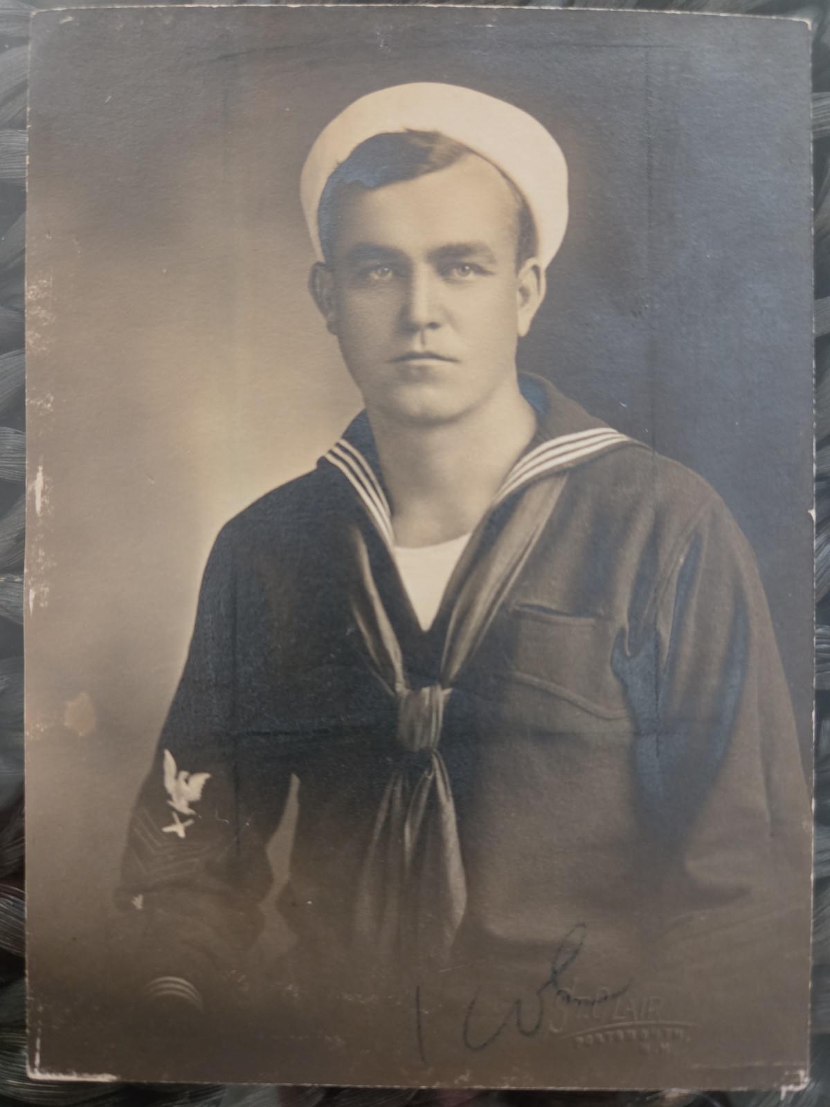 WWI US NAVY Handsome Sailor Portrait Picture Original Photo William T. Aspell