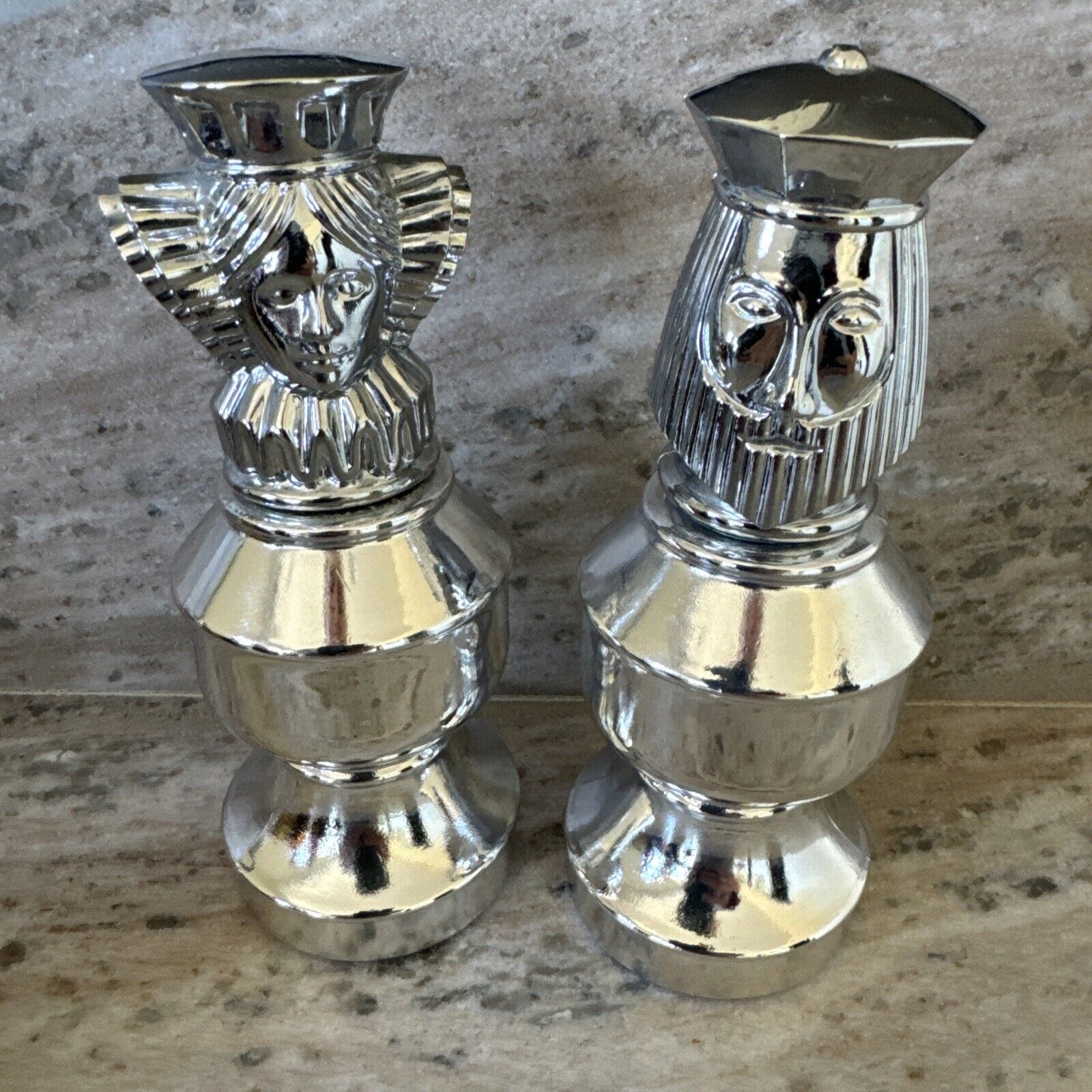 Silver Set 6in Avon King And Queen Chess Piece Vintage Bottles