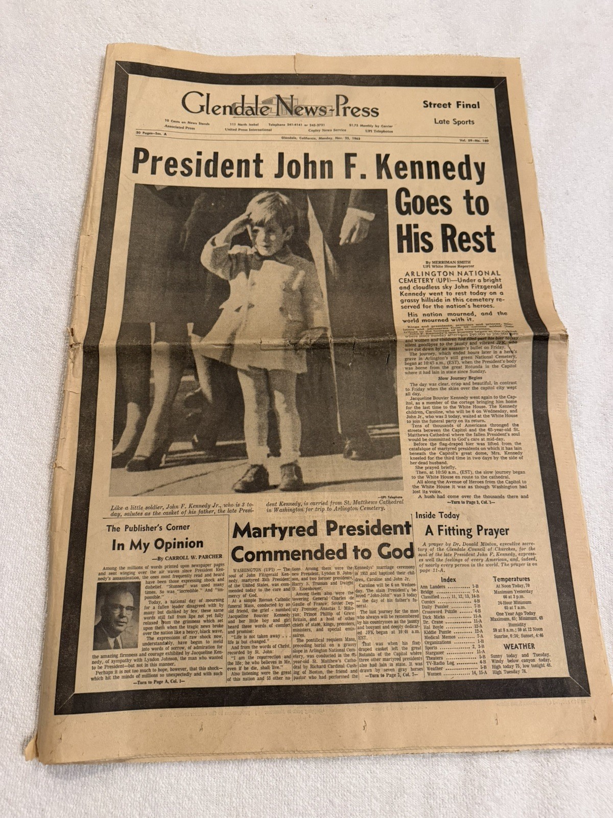 Glendale News Press - Nov. 25, 1963 - Kennedy Assassination Funeral - 18 pages