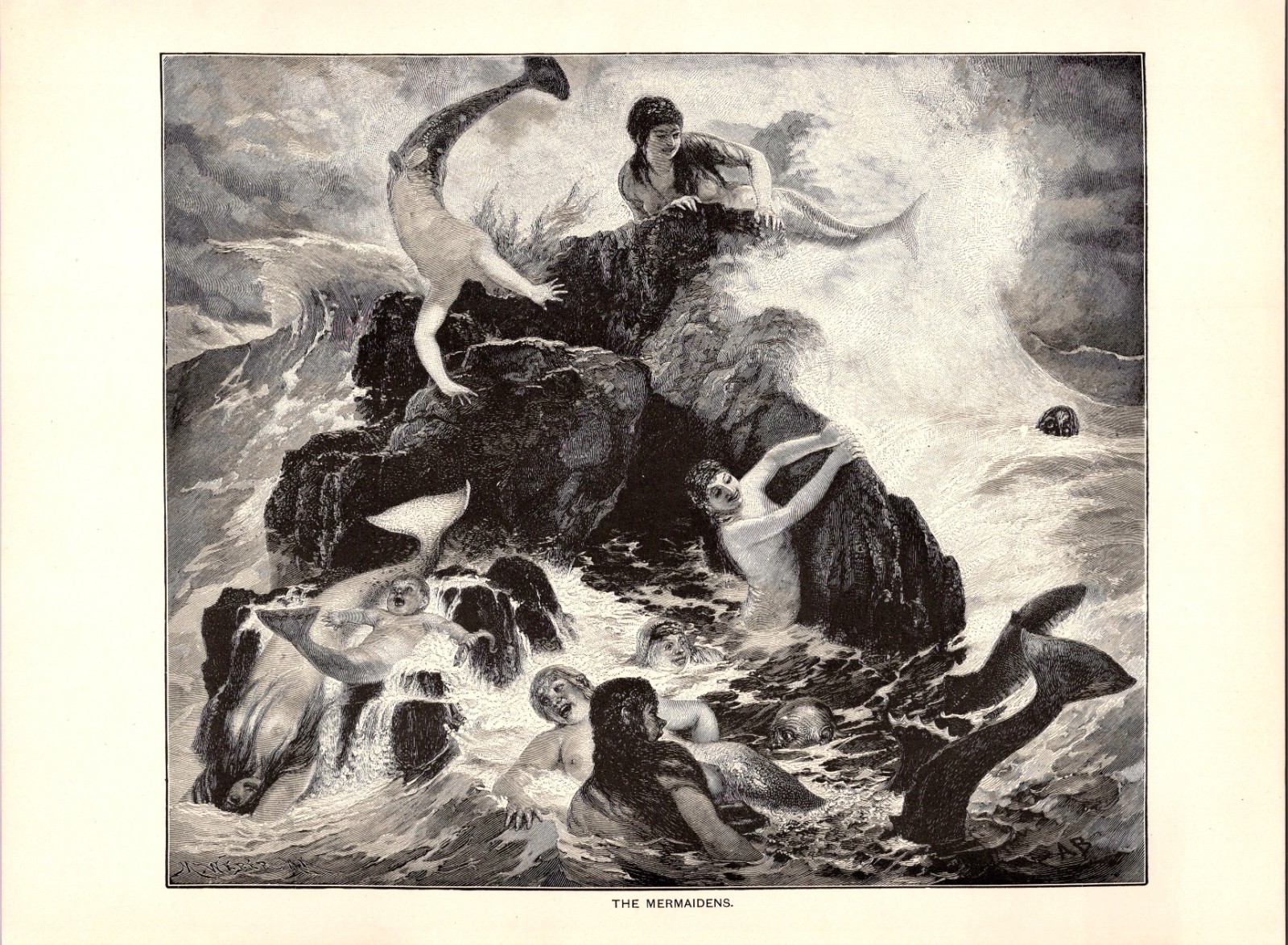 The Mermaidens Arnold Bocklin 1896 Book Plate Print TL2