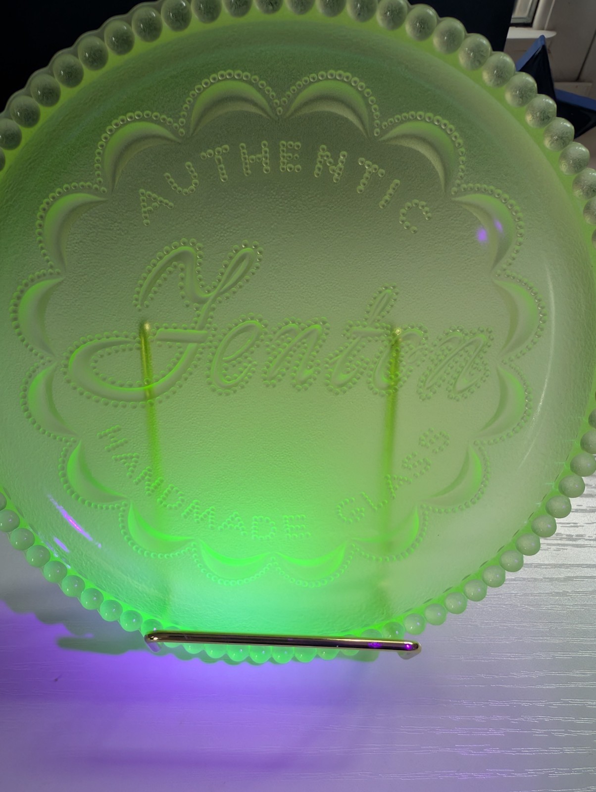 Fenton Glass Topaz Satin Logo 6 In Plate