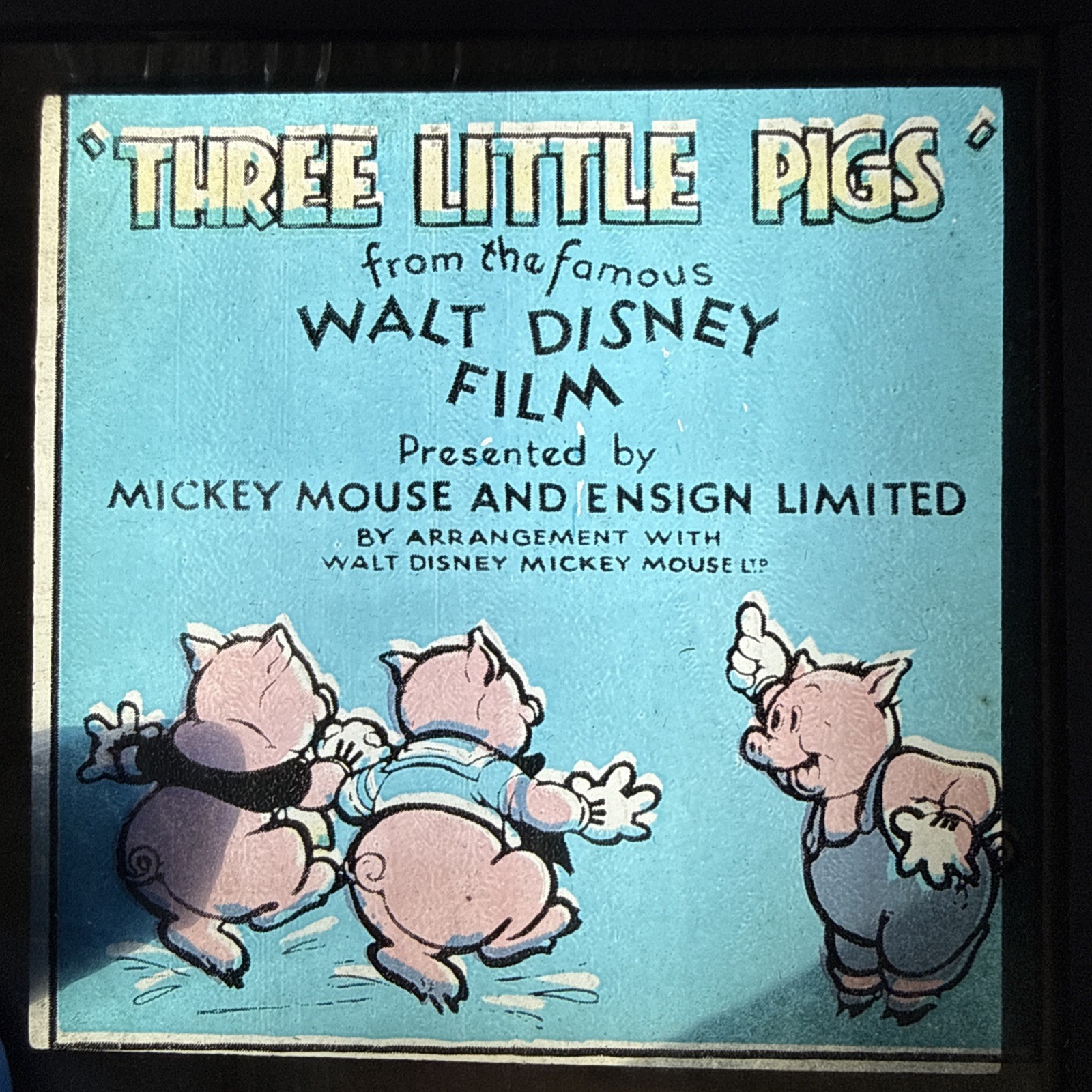 Vintage Walt Disney Three Little Pigs Lantern Slides Complete Set w Box +Booklet