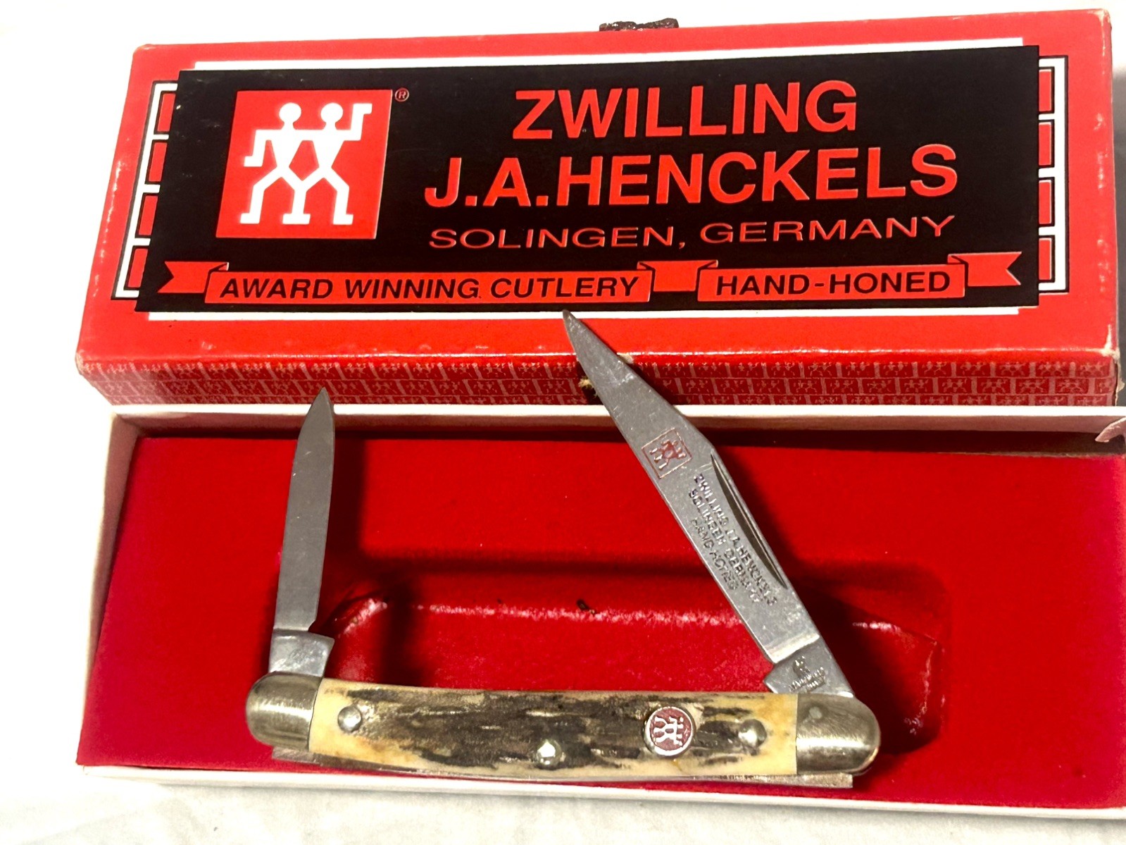 VINTAGE Zwilling J.A. Henckels Stag Handle Pocket Knife Solingen Germany