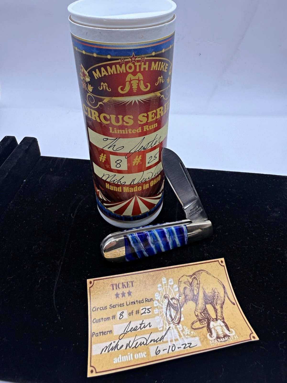 Mike Newland Circus Series Limited Run Pocketknife Blue Handle 2022