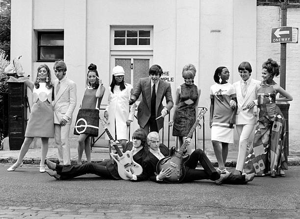 Brazilian fashion in London Brazilian model posing with pop group - Old Photo