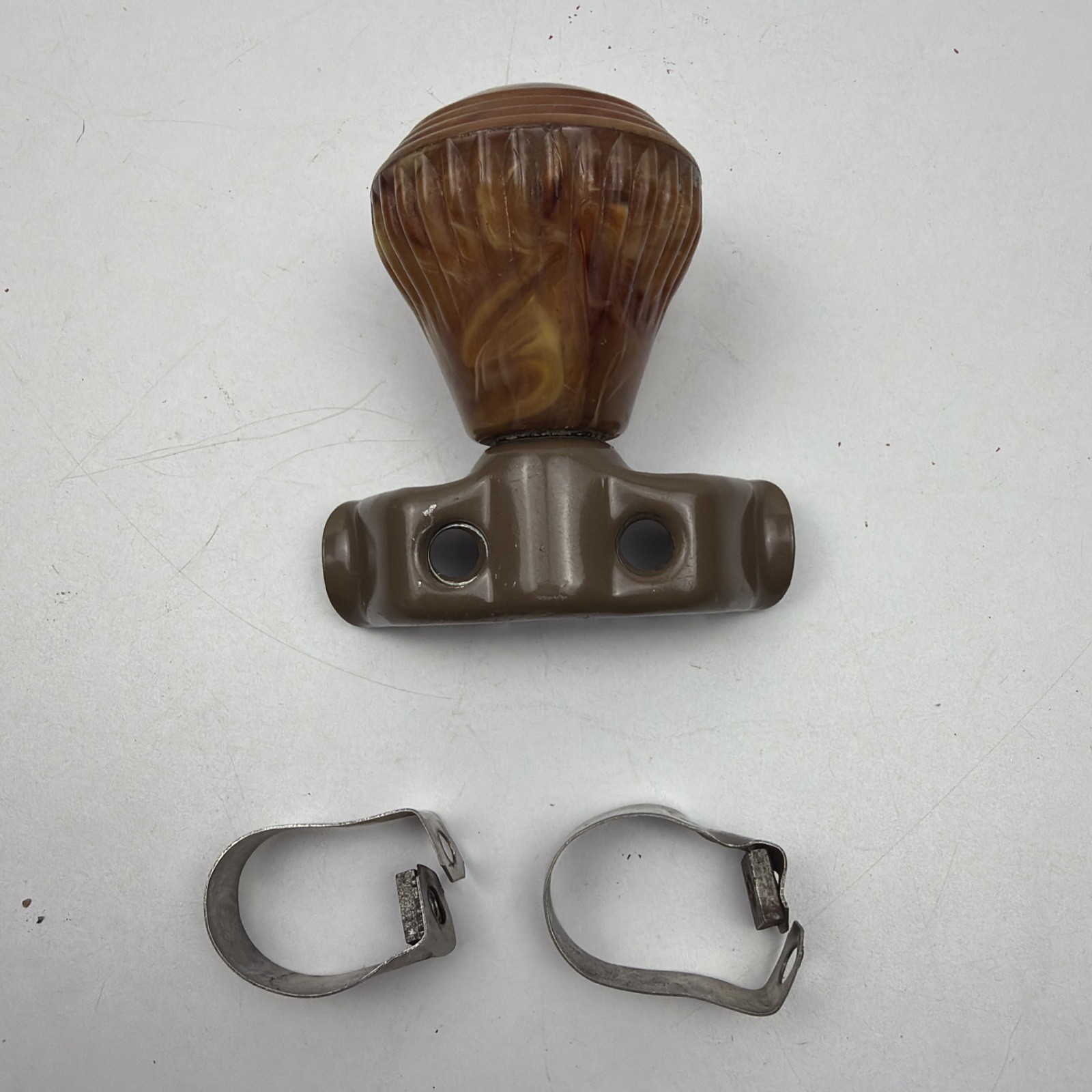 Vintage | The Fulton Co. | Spinner Steering Wheel Knob | Bakelite | With Mounts