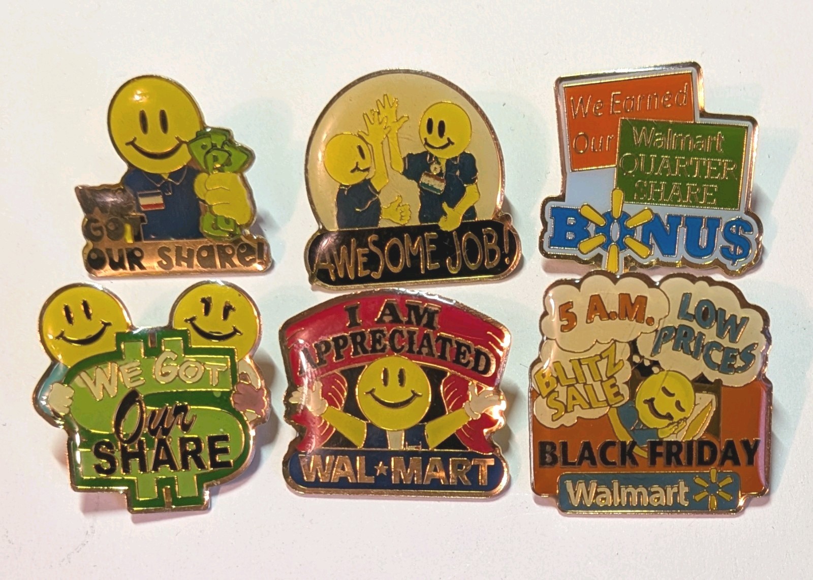6 WalMart Pins: I Am Appreciated•Black Friday•Bonus•Awesome Job•We Got Our Share 6 WalMart Pins: I Am Appreciated•Black Friday•Bonus•Awesome Job•We Got Our Share