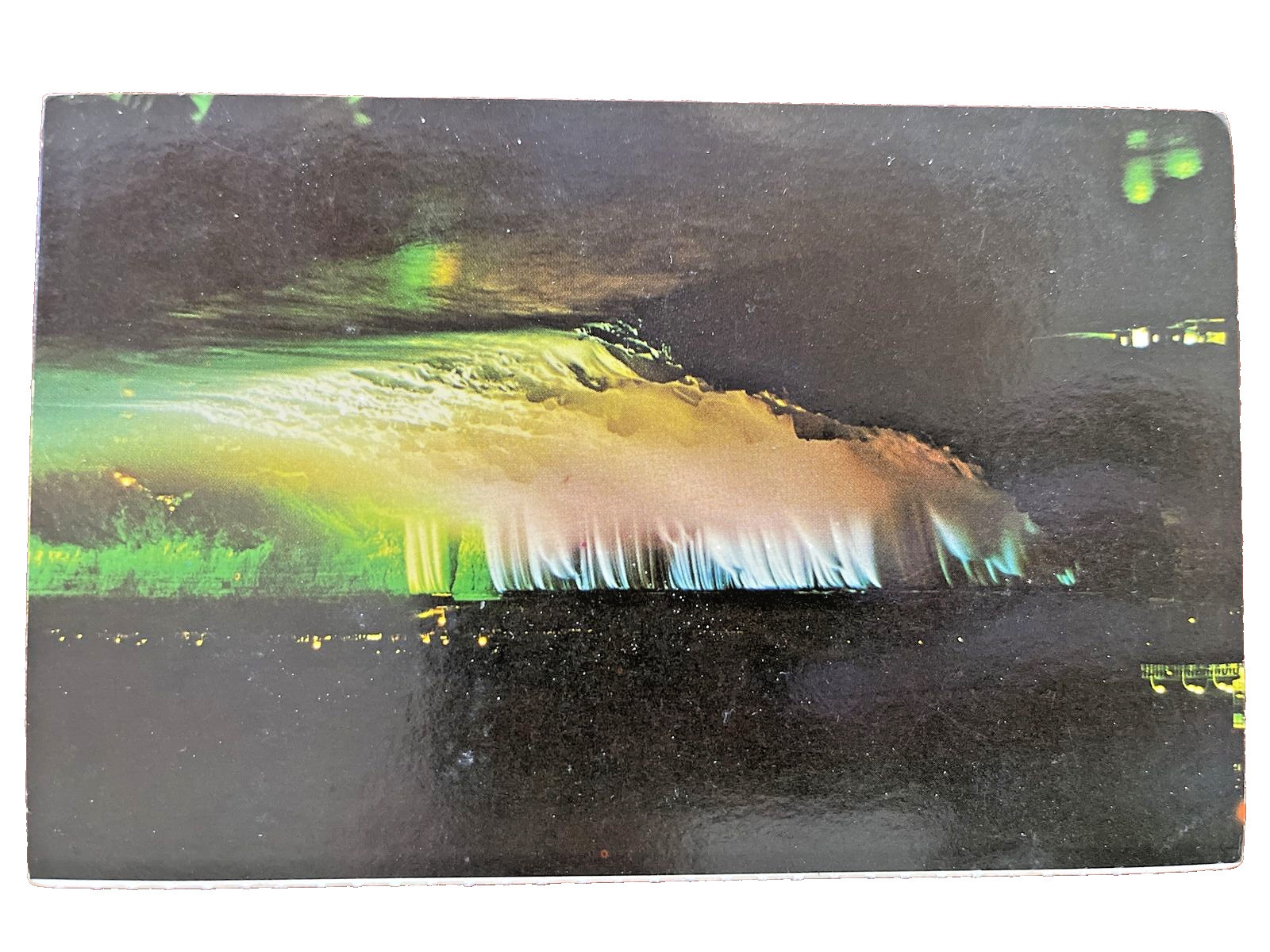 Illuminated AMERICAN FALLS NIGHT  Niagara Falls Canada Postcard Colorful Lights