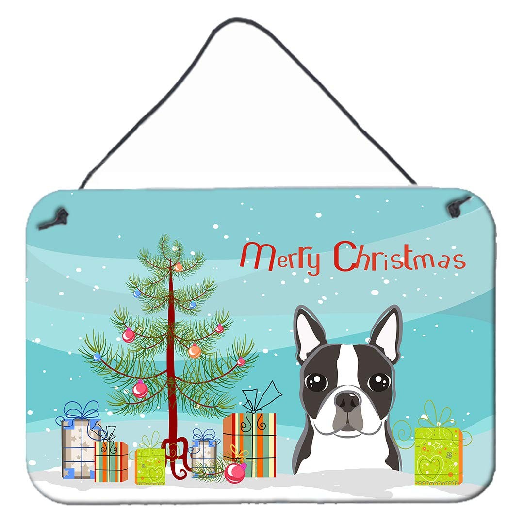 Caroline\'s Treasures BB1575DS812 Christmas Tree And Boston Terrier Wall Or Door