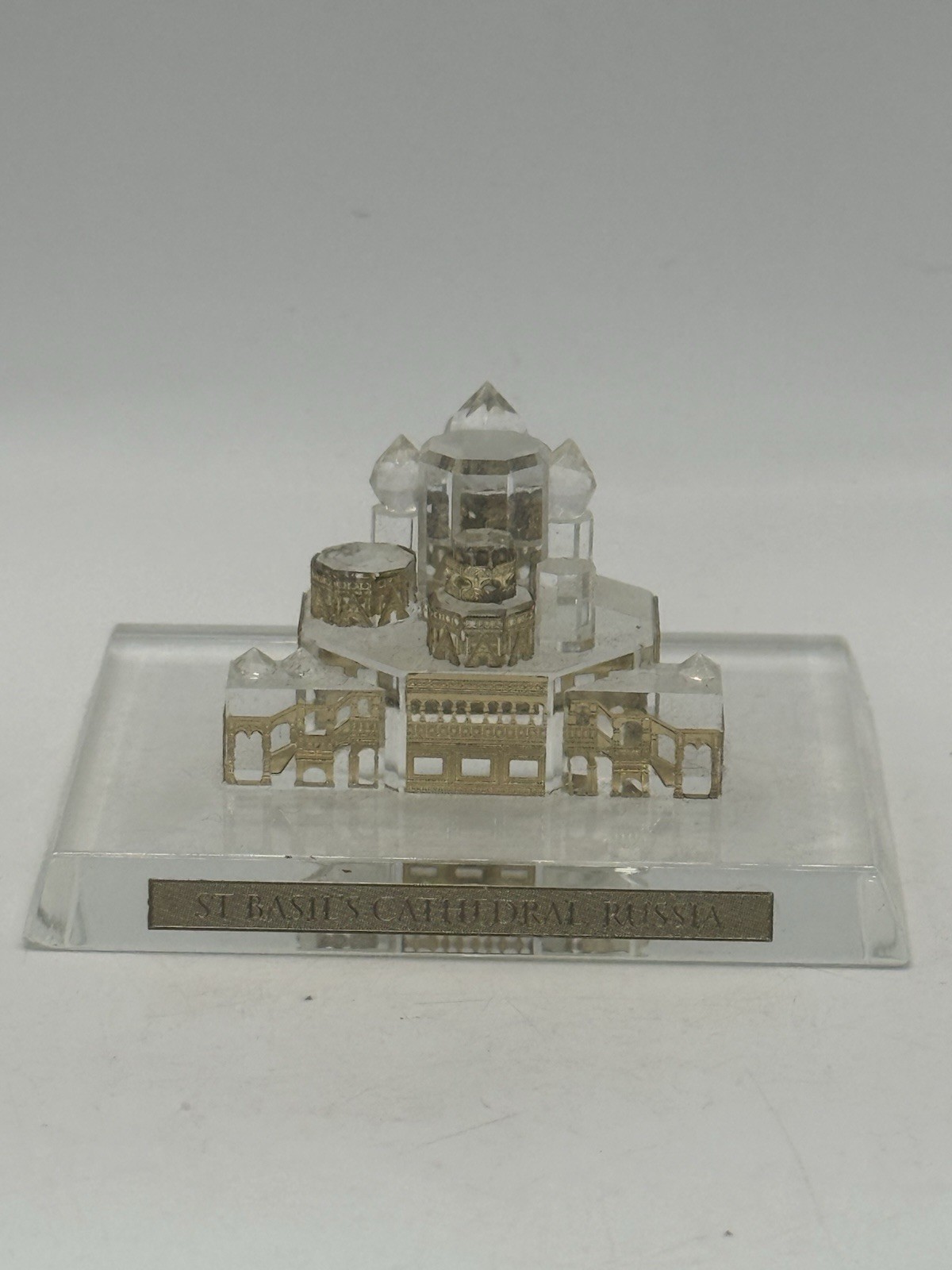 Vintage St Basils Cathedral Moscow Russia Crystal Glass Miniature Souvenir *