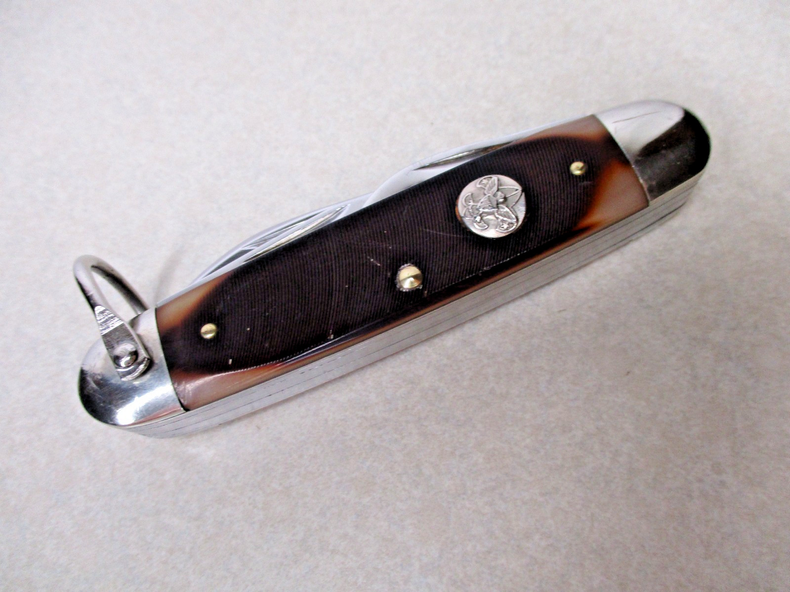 Vintage Ulster NY USA Folding Official Boy Scout Camp Pocket Knife Scouts BSA