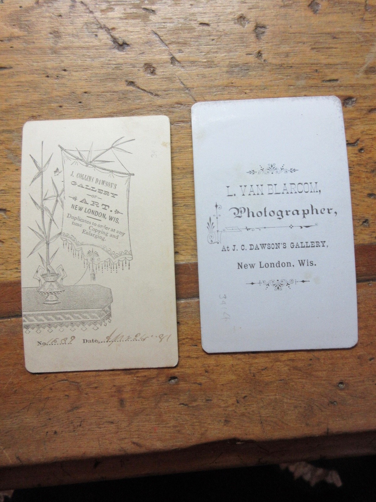 Dt\'d 1881 Lot/2 Antique CDV Carte de Visite Photographs NEW LONDON WISCONSIN  20