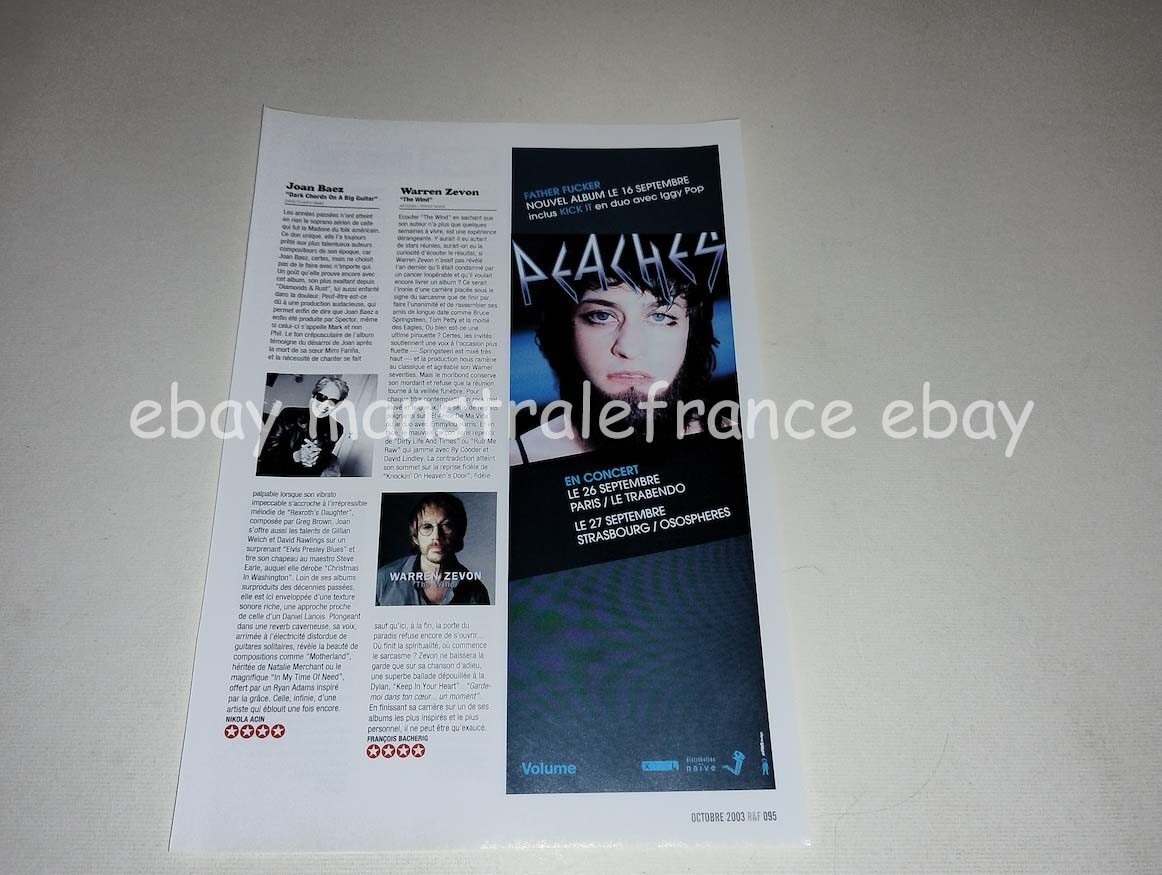 Peaches Merrill Nisker Black Rebel Motorcycle Club ad clipping France
