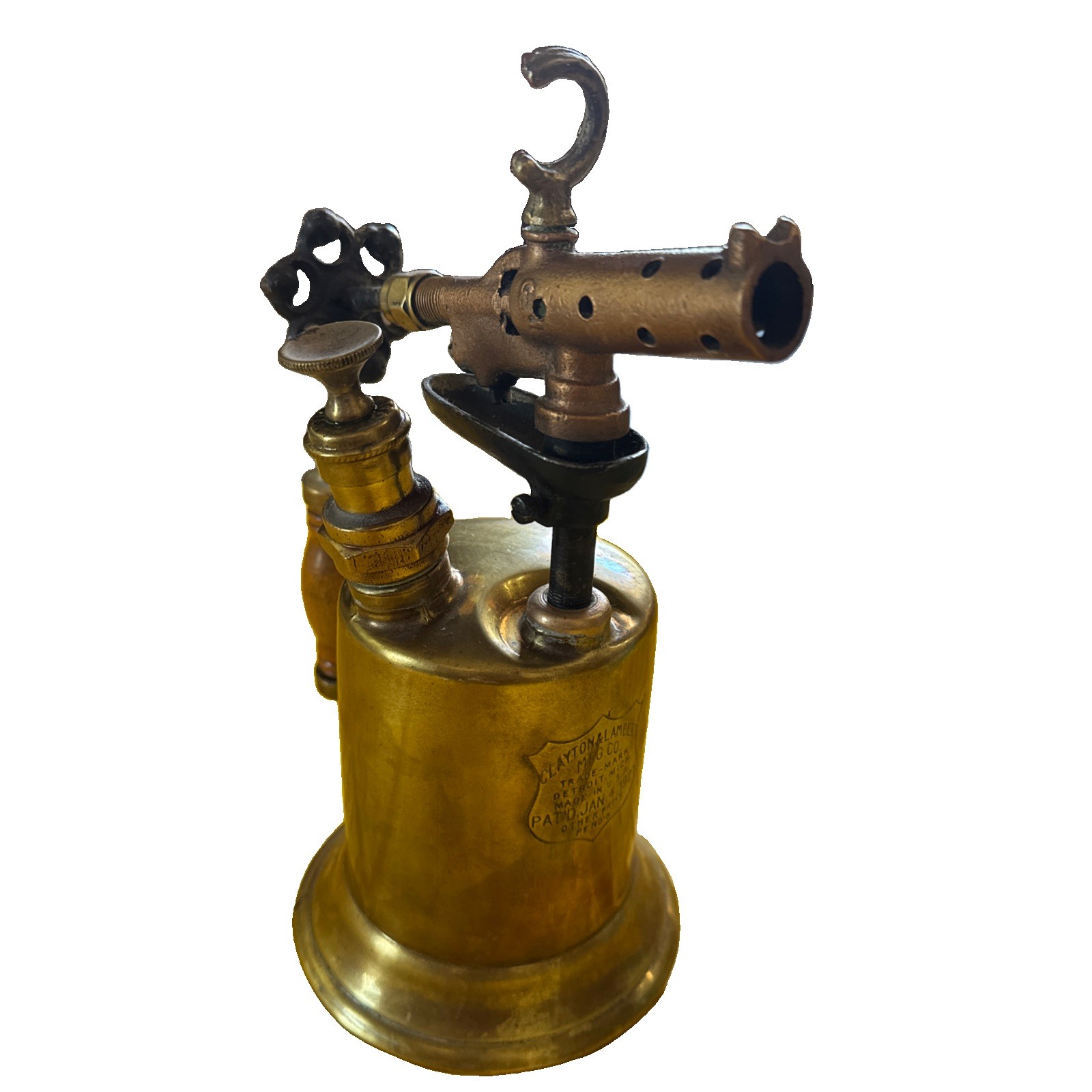 Vintage Clayton & Lambert Brass Blow Torch 1921 Patent No. 160 Detroit Antique Vintage Clayton & Lambert Brass Blow Torch 1921 Patent No. 160 Detroit Antique