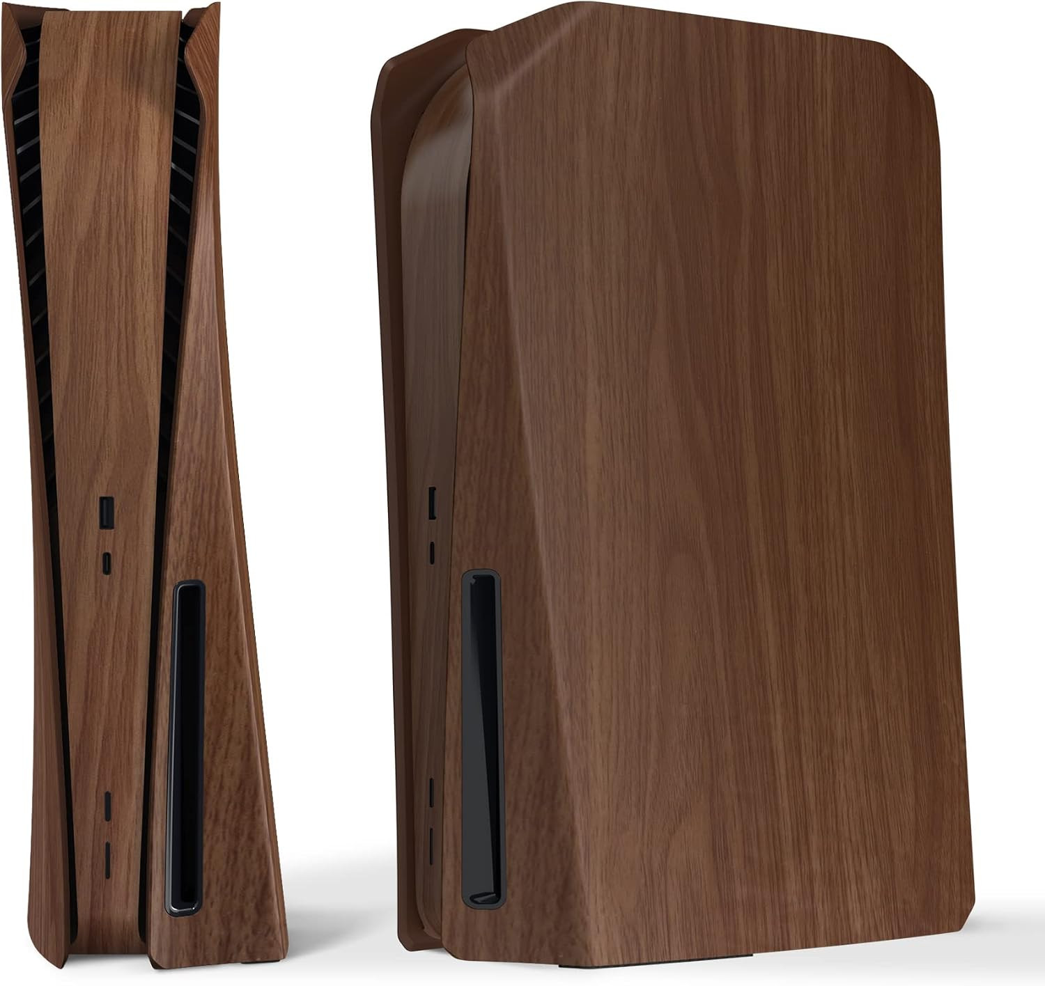 Excover Wood Grain Top Bottom Cover Compatible with Ps5 Console Disc Edition, Re