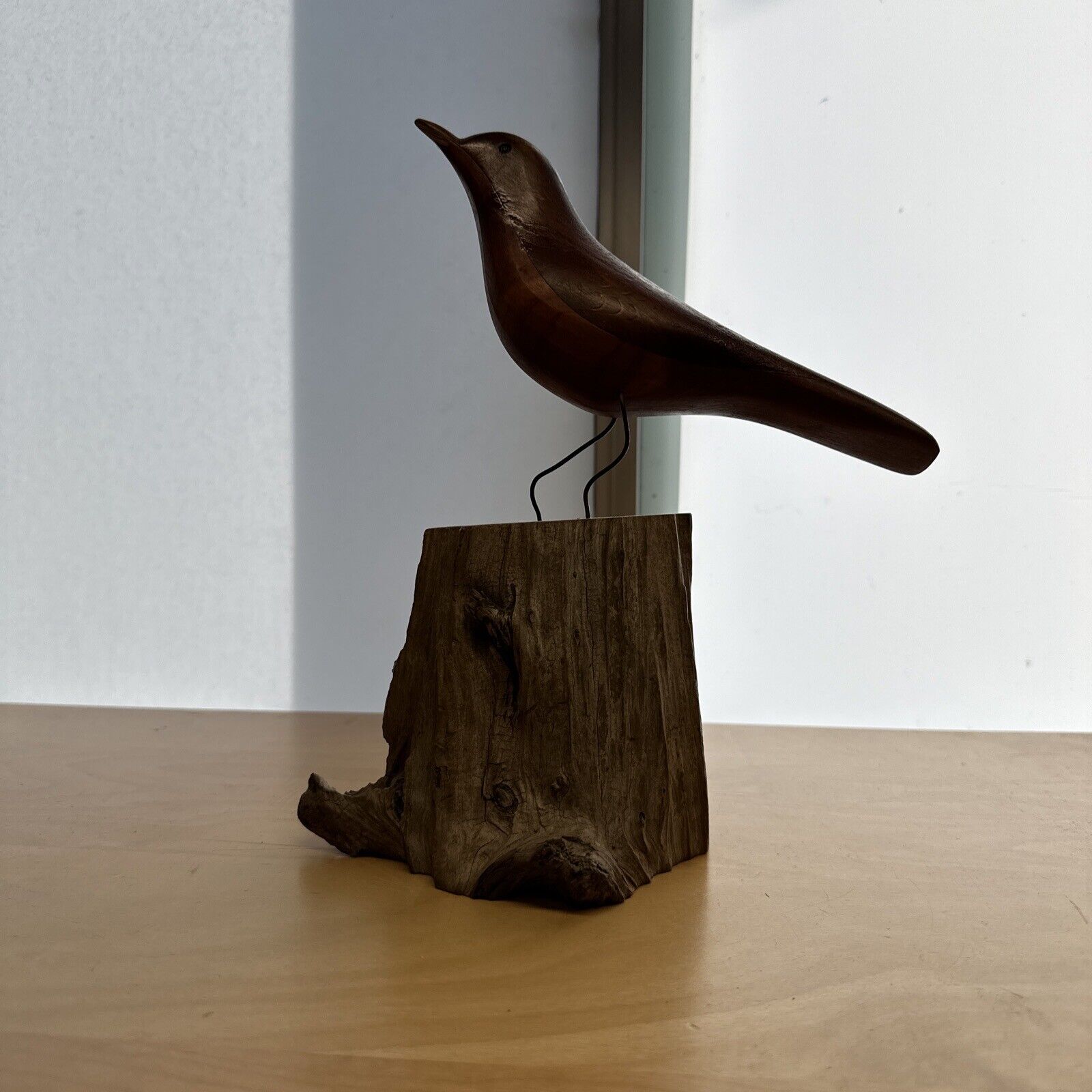 Vtg 1989 Randy Whaley Hand Carved Robin Bird Wood Sculpture Folk Art Driftwood