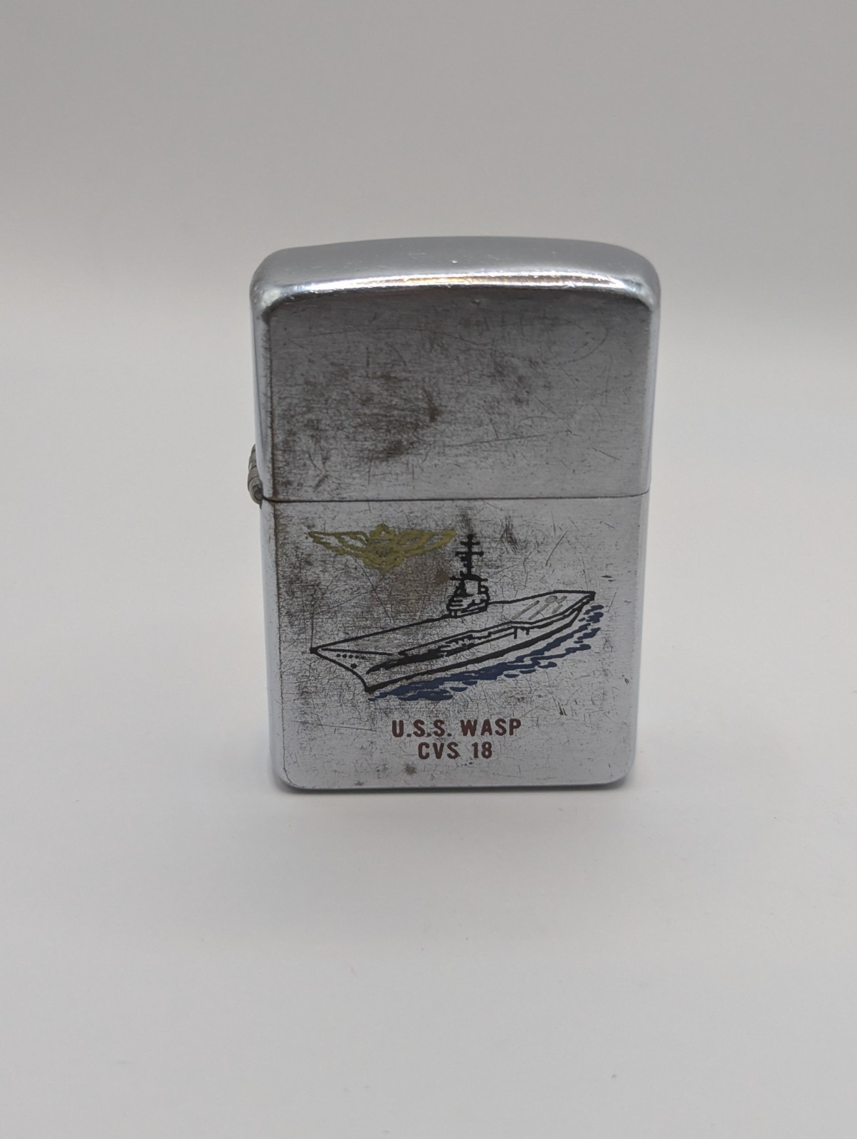 Vintage US Zippo Lighter US Navy Aircraft Carrier USS WASP CVS-18 