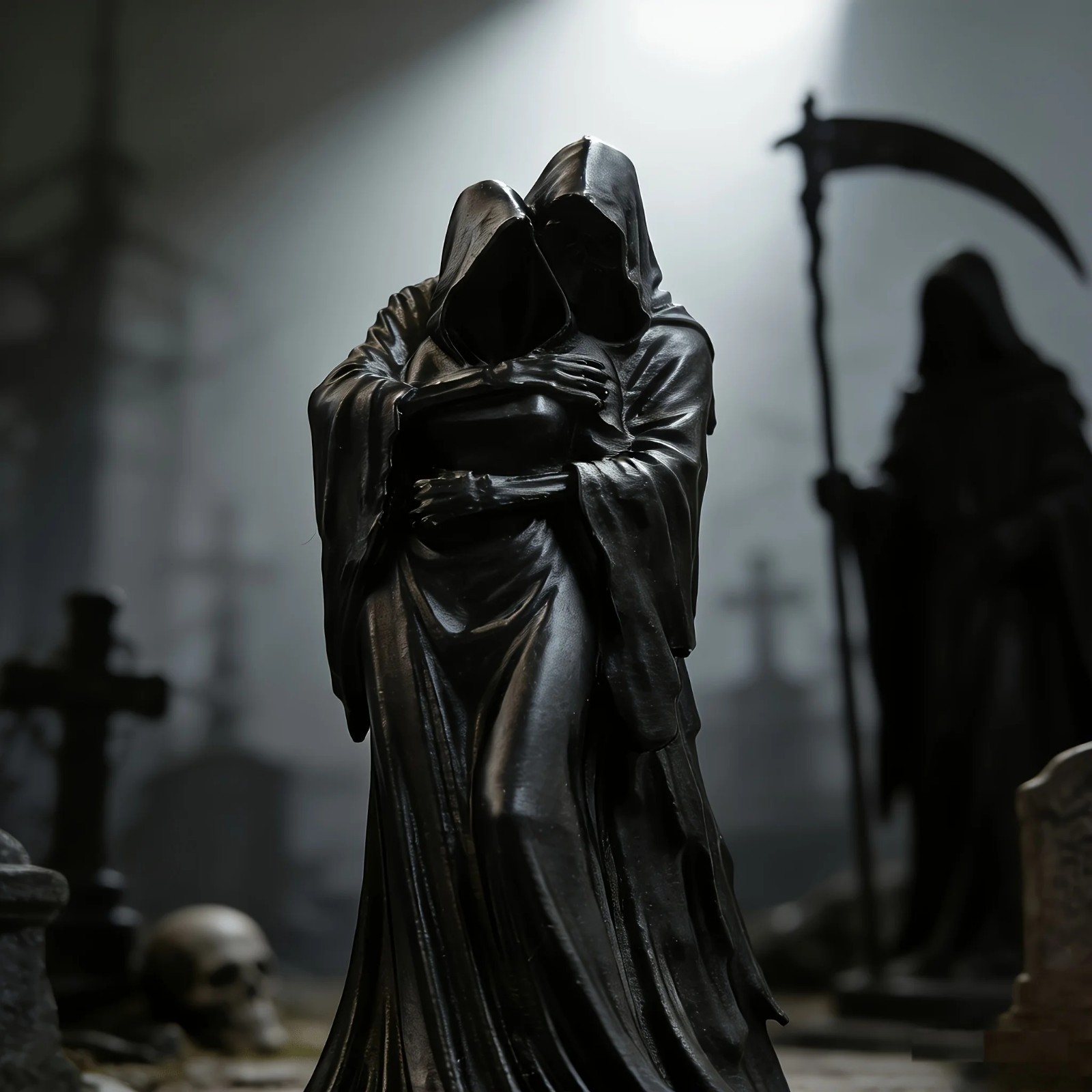 Grim Reaper Hug Collectible Statue Gothic Skull Desktop Decor Gift