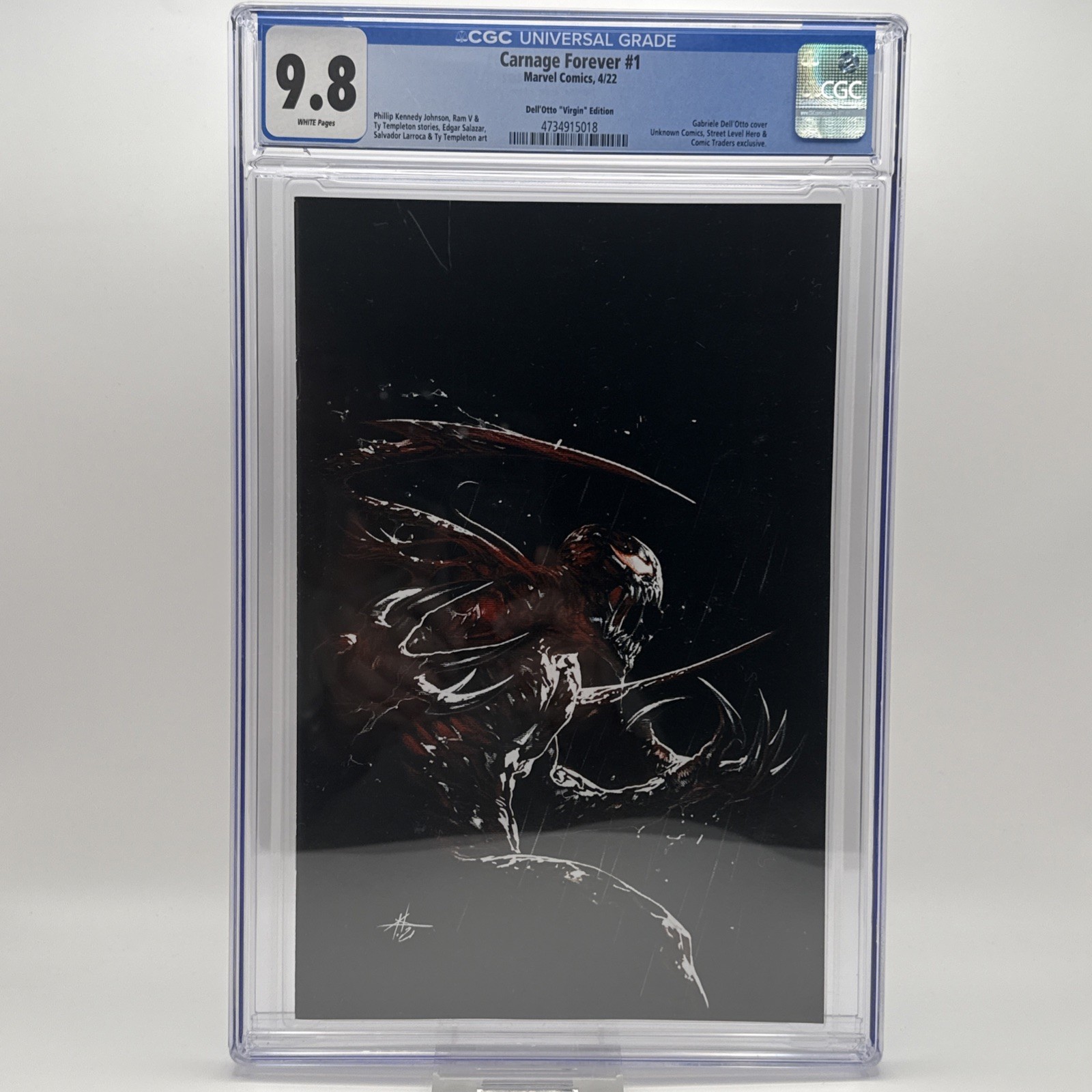 Carnage Forever #1 CGC 9.8 White Pages Dell'Otto Virgin Variant Marvel 2022