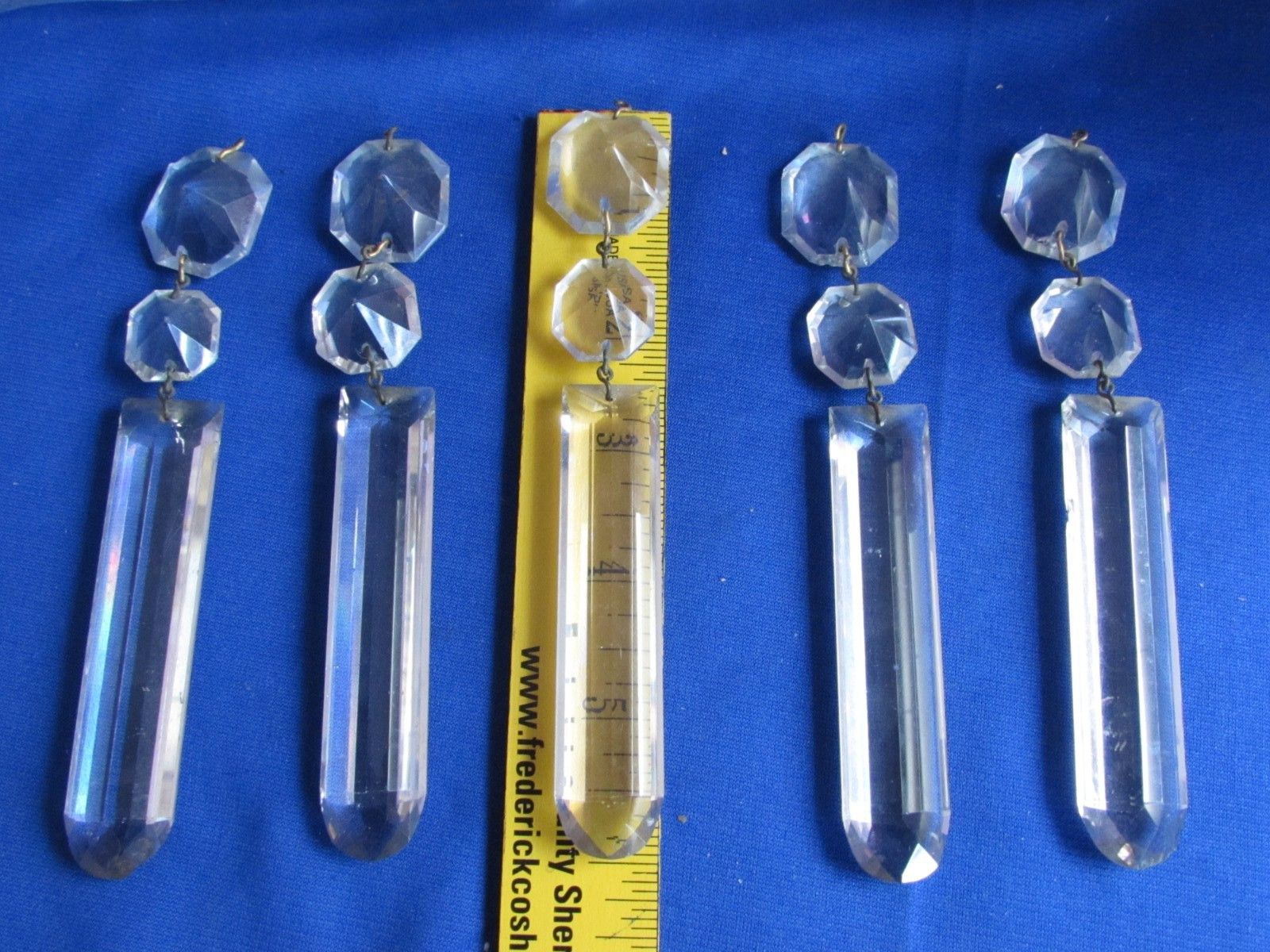 VINTAGE LOT 15 ROUND EDGE COLONIAL PRISMS WITH 2 OCTAGON TOP BEADS 6