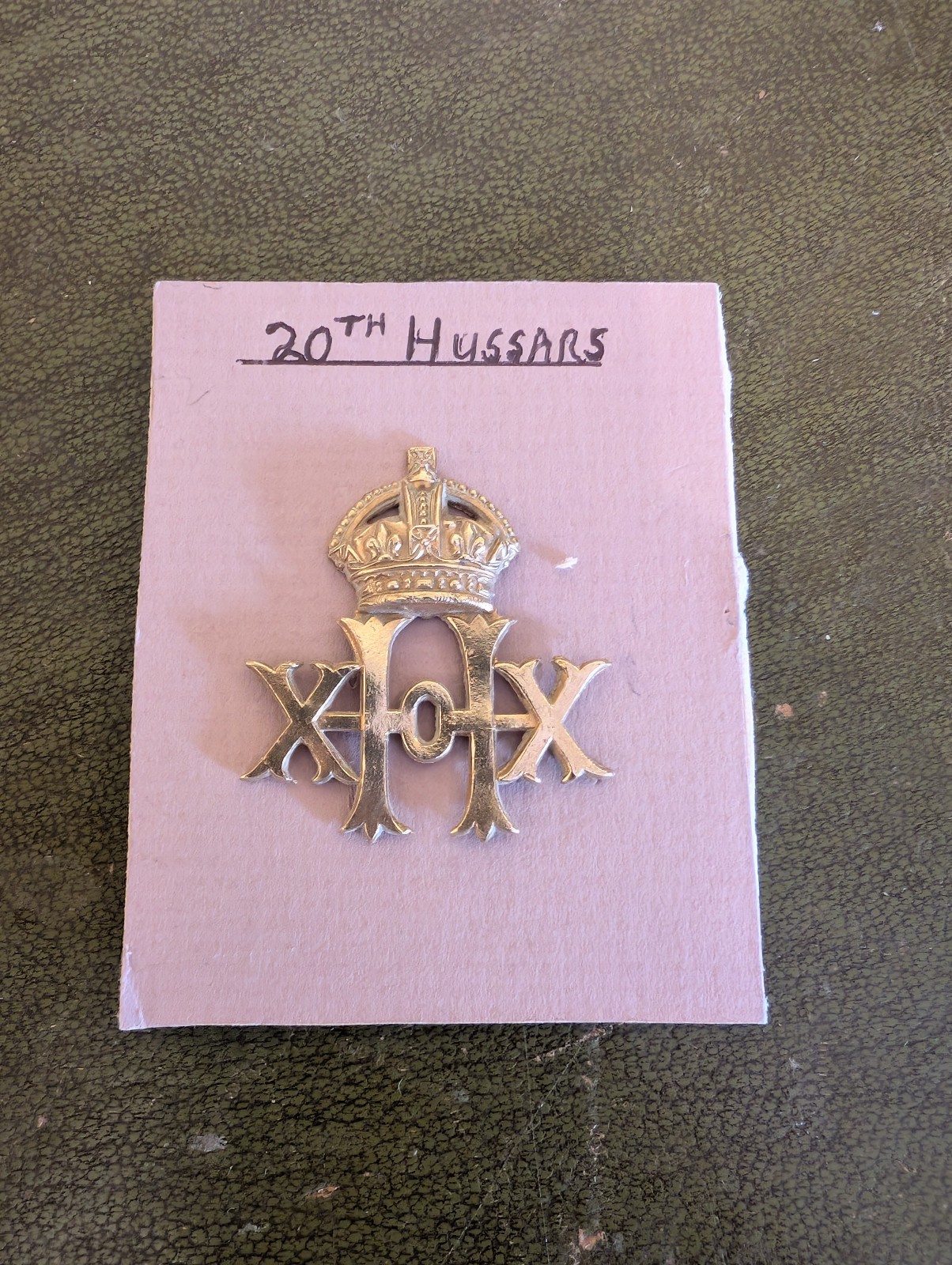 20th Hussars Kings Crown British Army Cap Badge