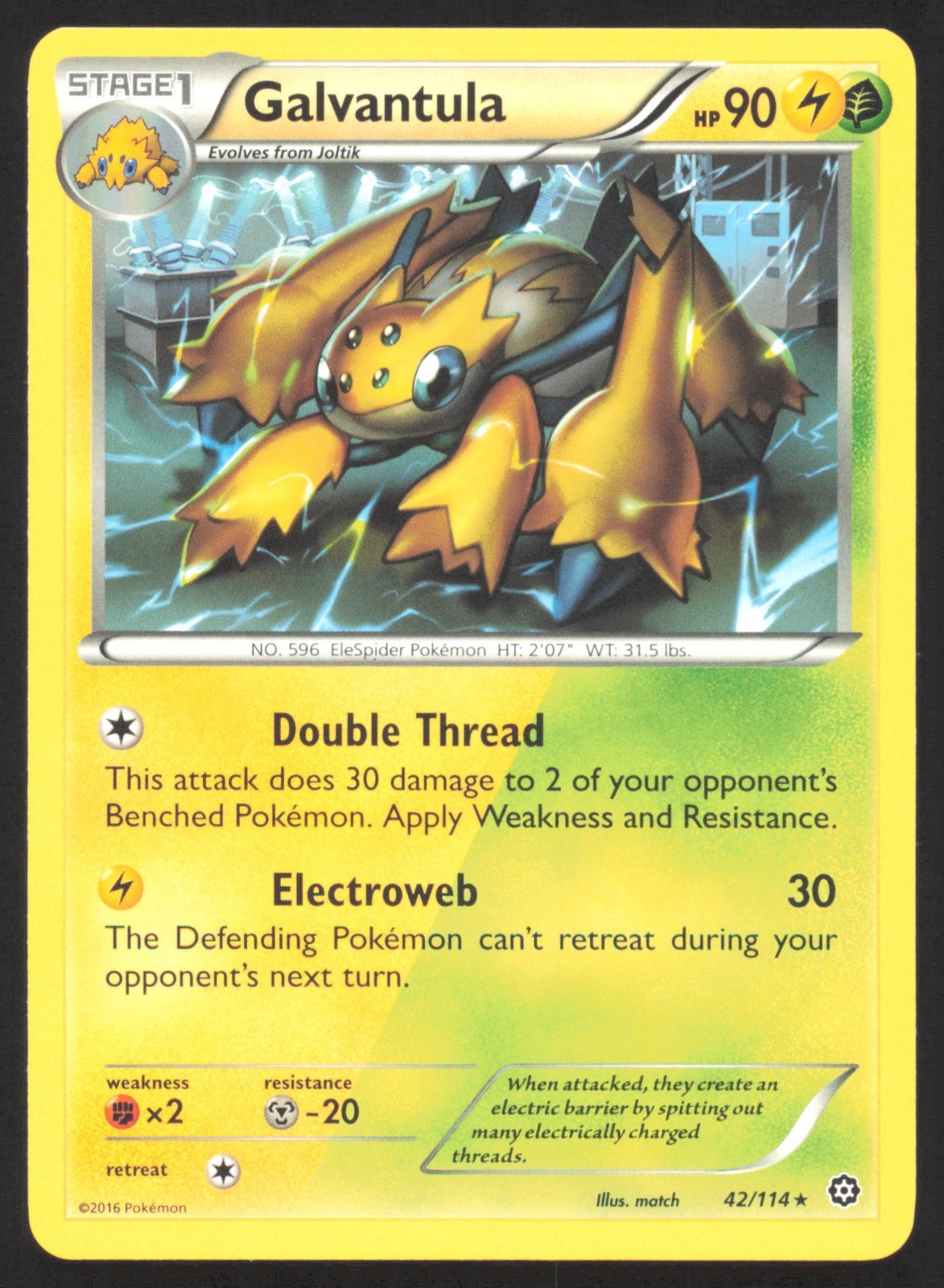 Galvantula Rare XY - Steam Siege 42/114 NM match