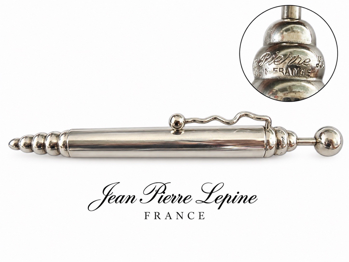 JEAN PIERRE LEPINE Zig Zag Ballpoint Pen Solid Chrome Metal Shiny Vintage