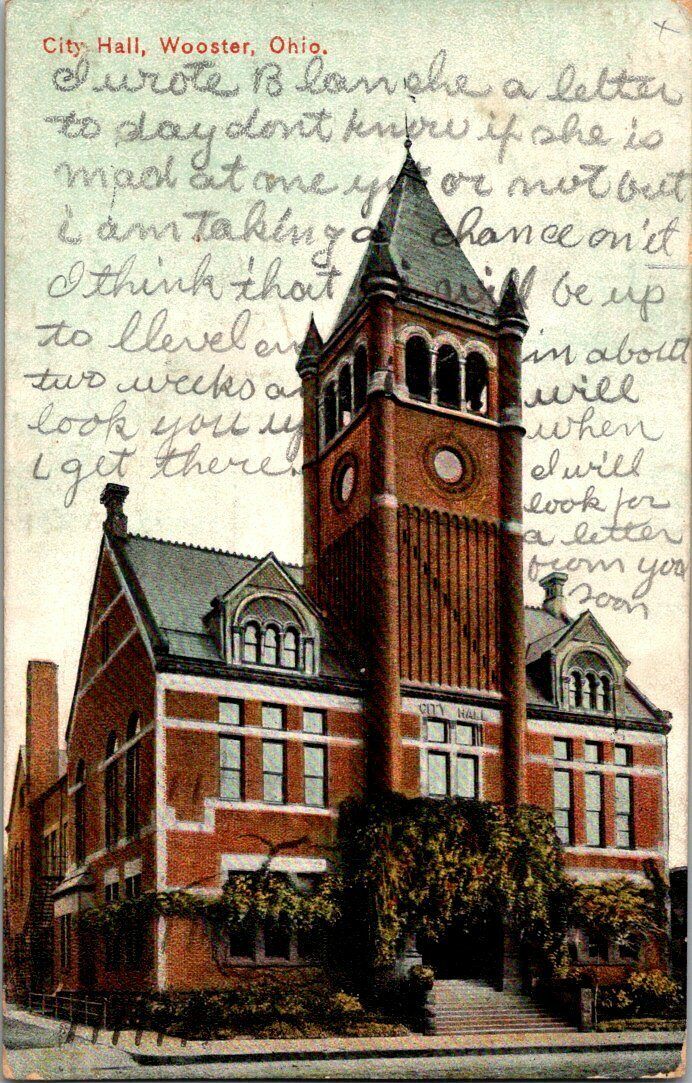 1912. CITY HALL. WOOSTER, OHIO. POSTCARD SC21