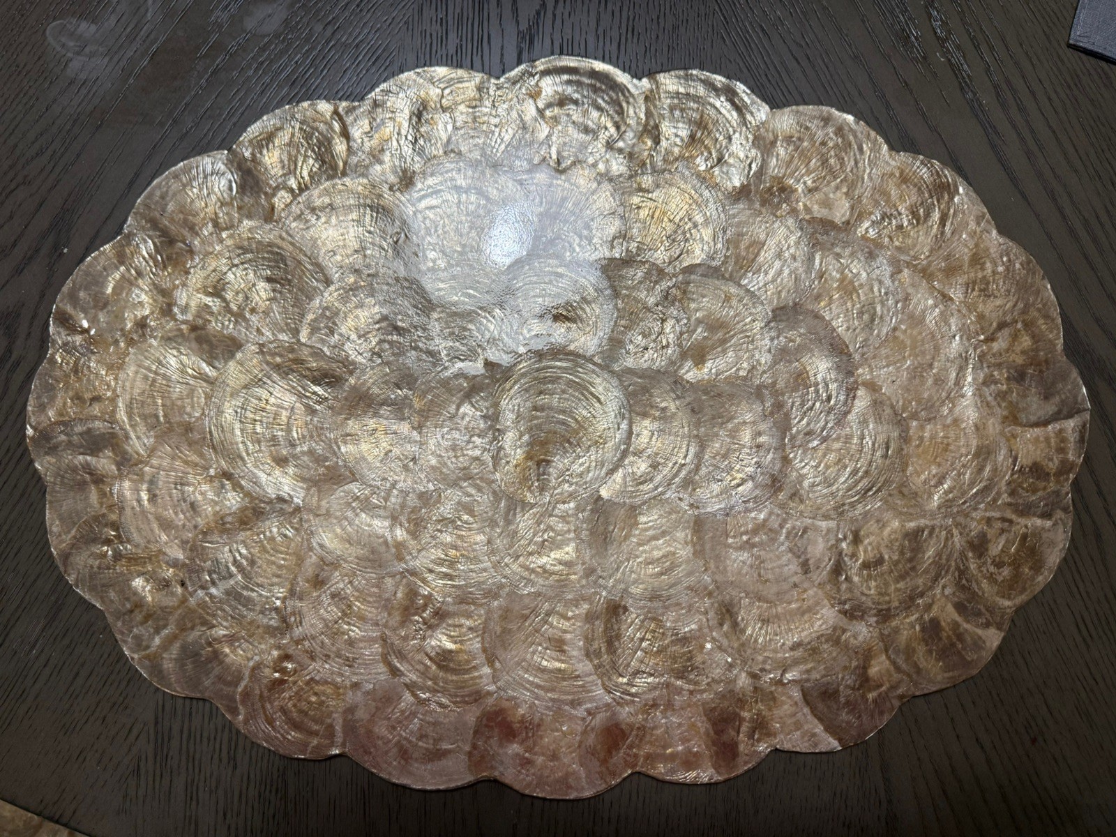 Vtg Gumps CAPIZ Shell Set 8 Table Place Mats Midcentury Tiki Hollywood Regency