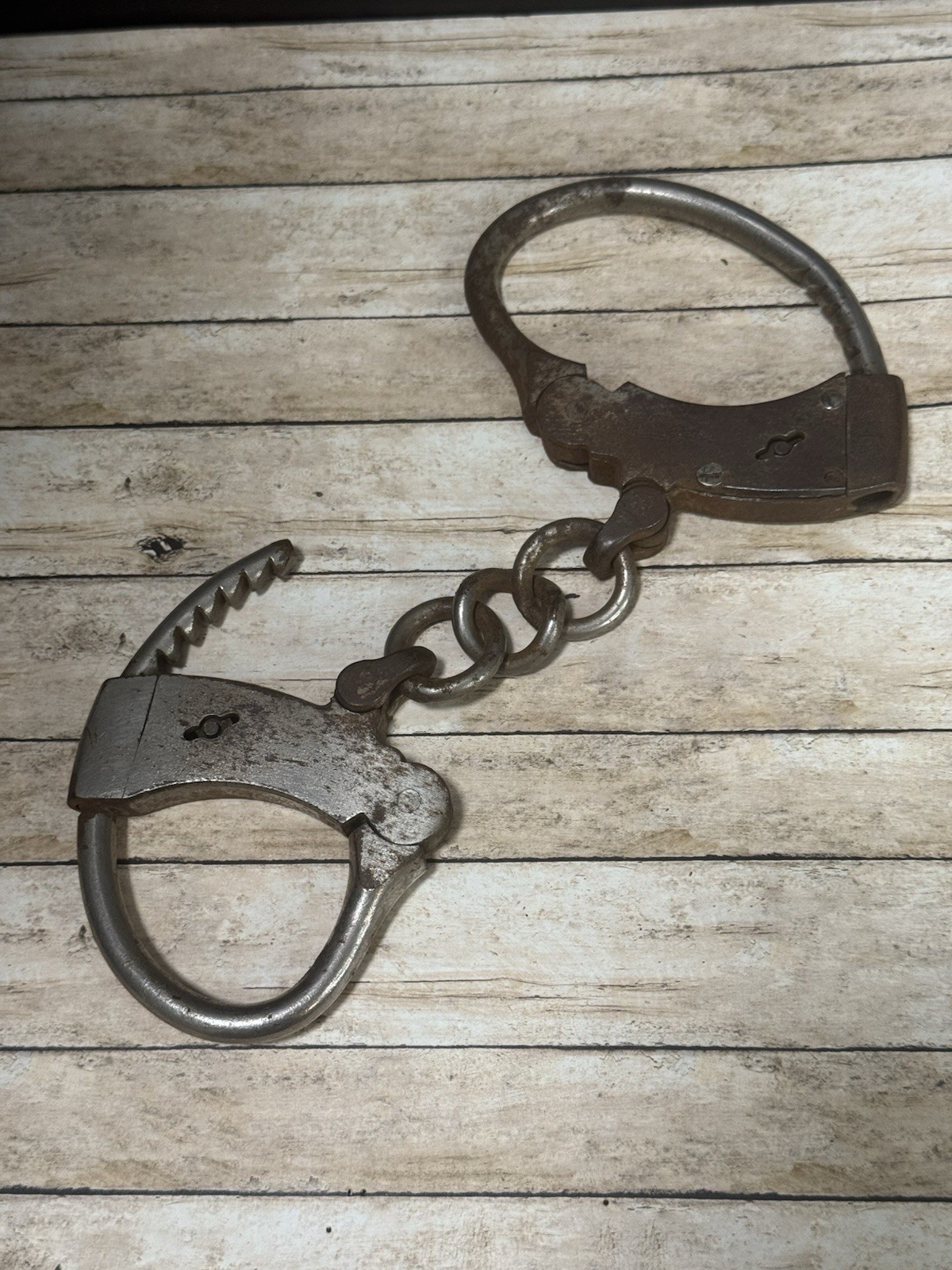 Original Antique 1904 Mattatuck Handcuffs WWI Police Restraints