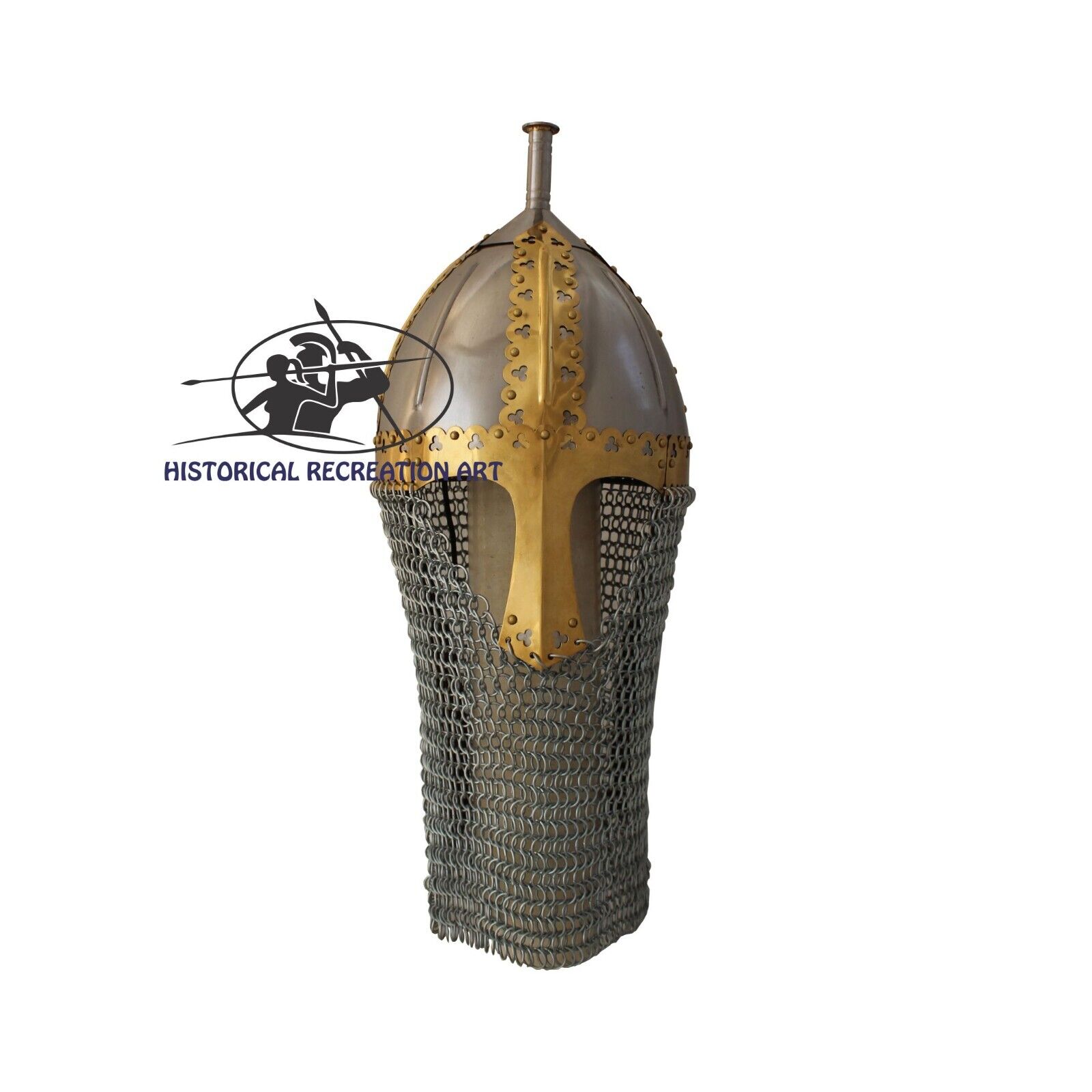 Gnezdovo Viking Helmet With Handmade Lining Design Brass With Butted Chainmail |