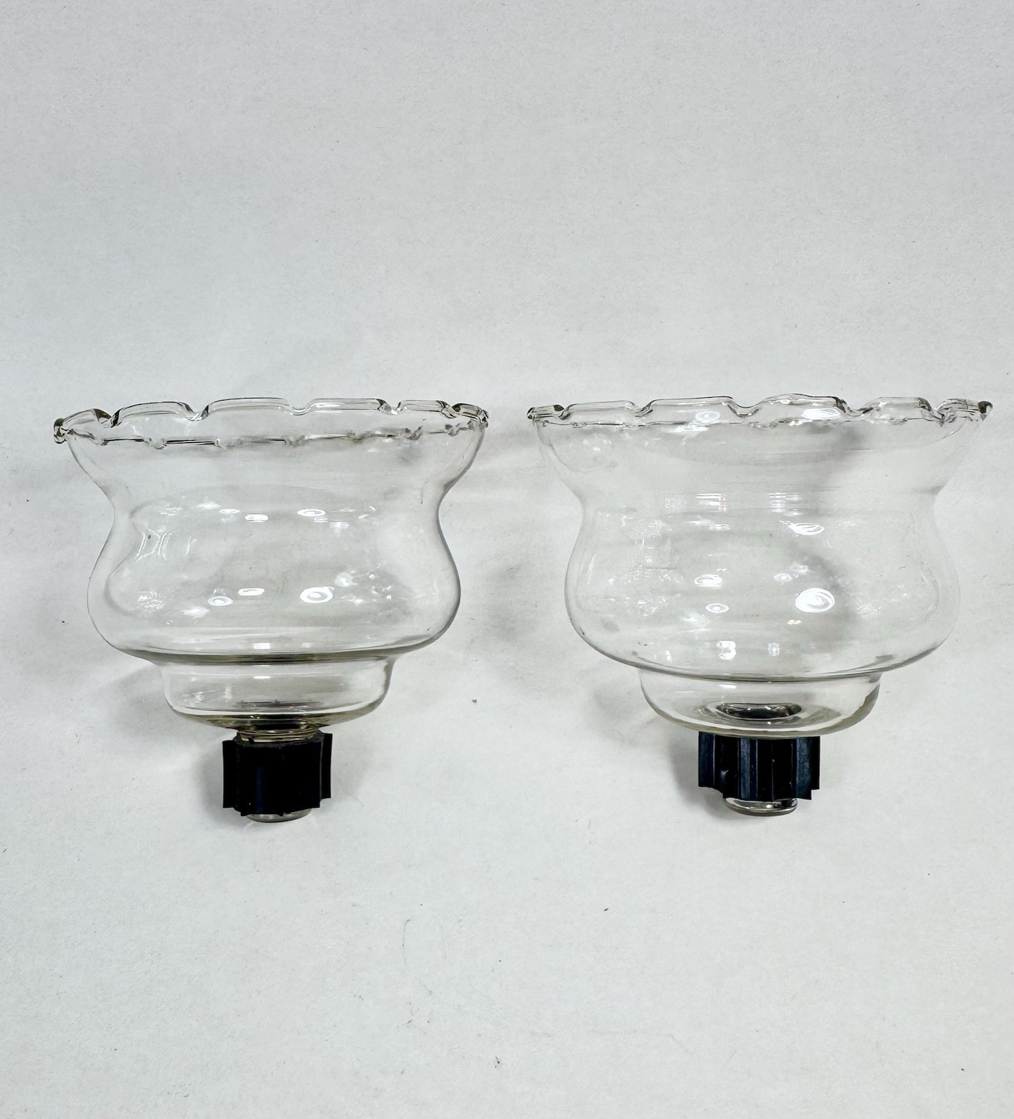 Set Of 2 Peg Votive Candle Holders Clear Glass Grommets Vintage 3.25”