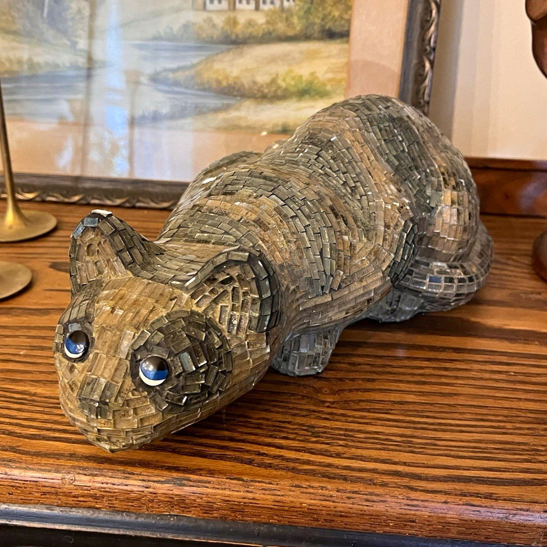 Vintage Mid Century Modern Glass Mosaic Tile Cat 