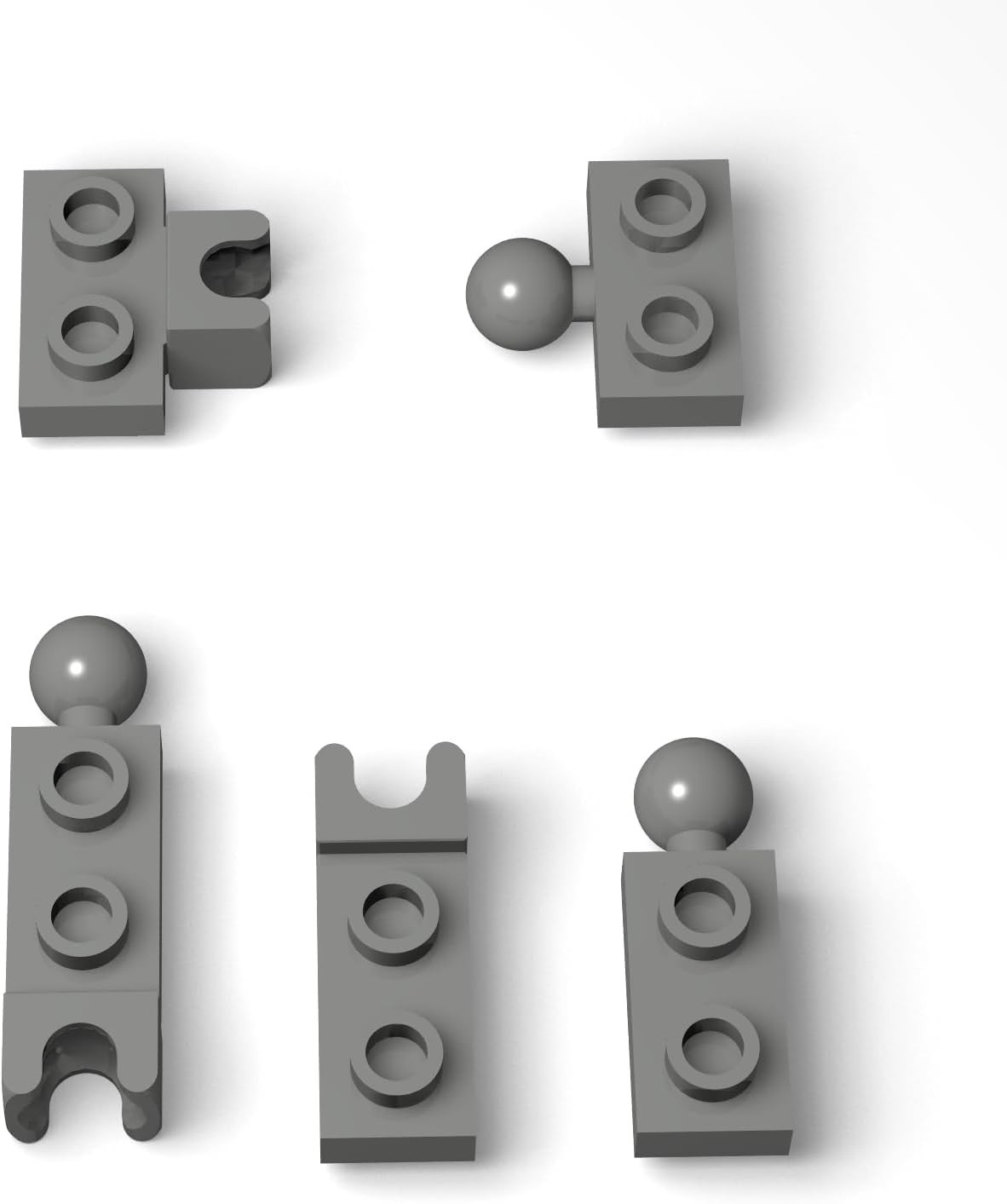Classic Building Gray Ball Joint Plate Bulk For Lego Parts 5 Sizes 105 Piece