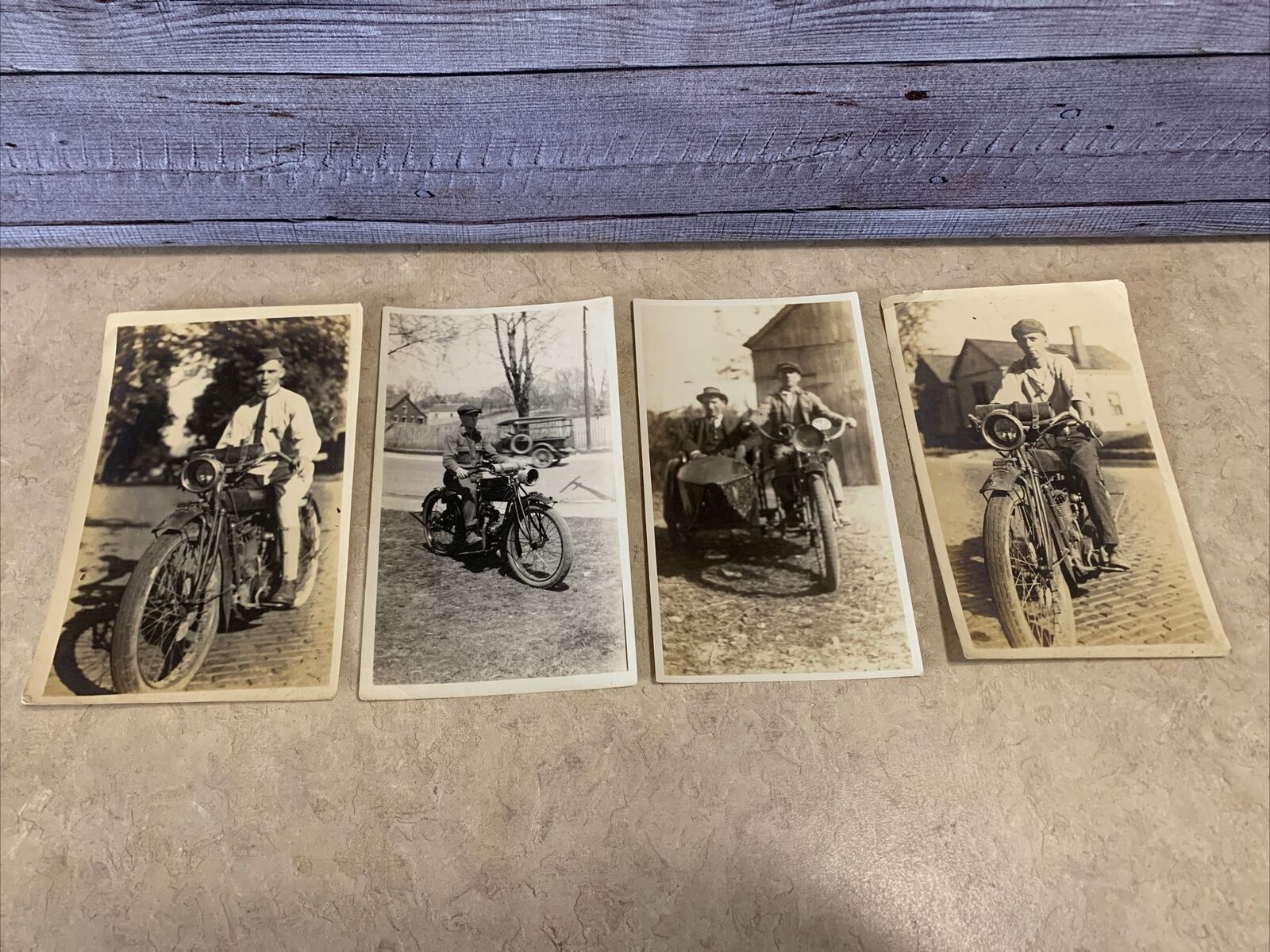 Lot Of 4 Antique Early Indian Motorcycle Photos/Snapshots, St. Charles, MO