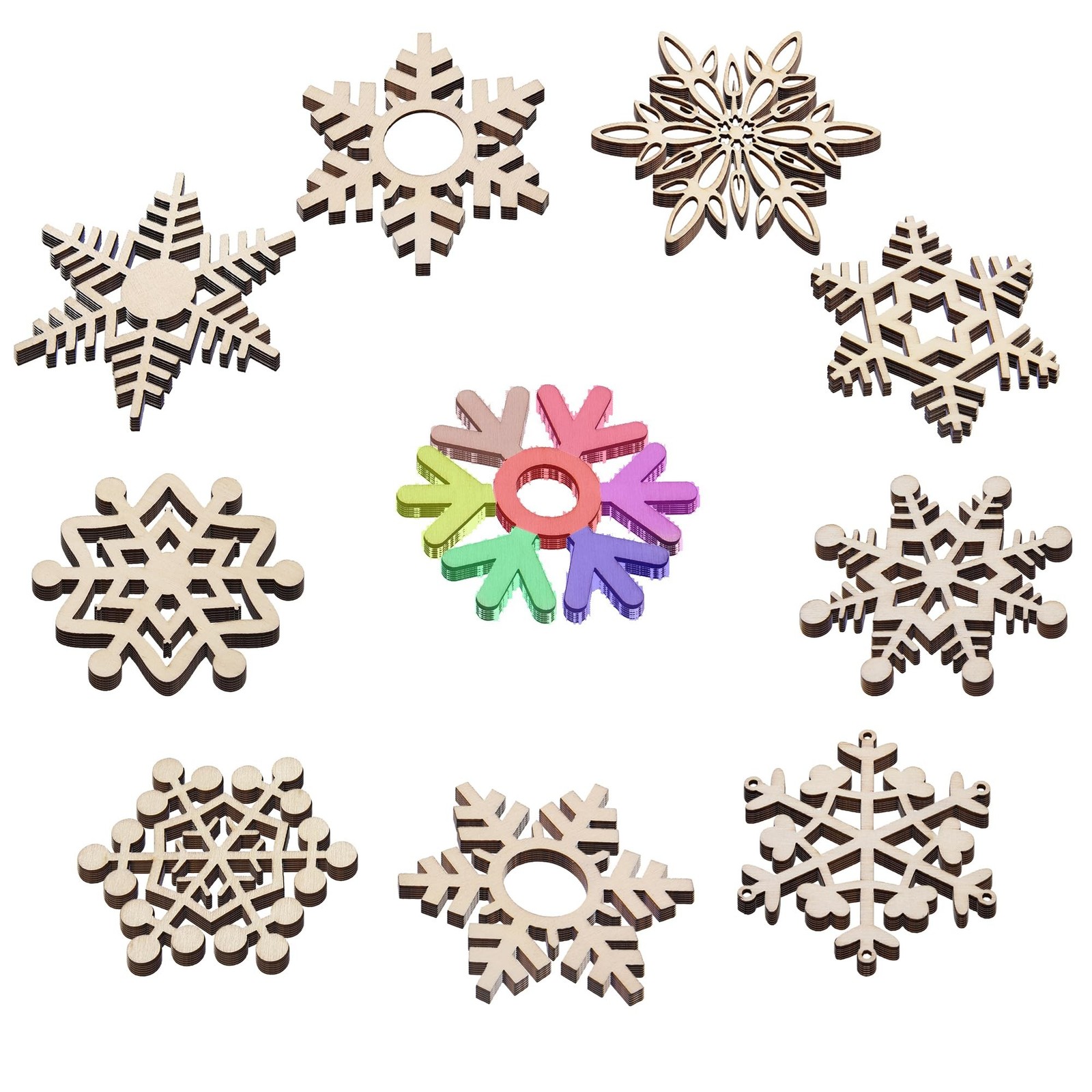 60PCS 3.15IN Wooden Christmas Snowflake Ornaments Bulk with Hole,Unfinished B... 60PCS 3.15IN Wooden Christmas Snowflake Ornaments Bulk with Hole,Unfinished B...