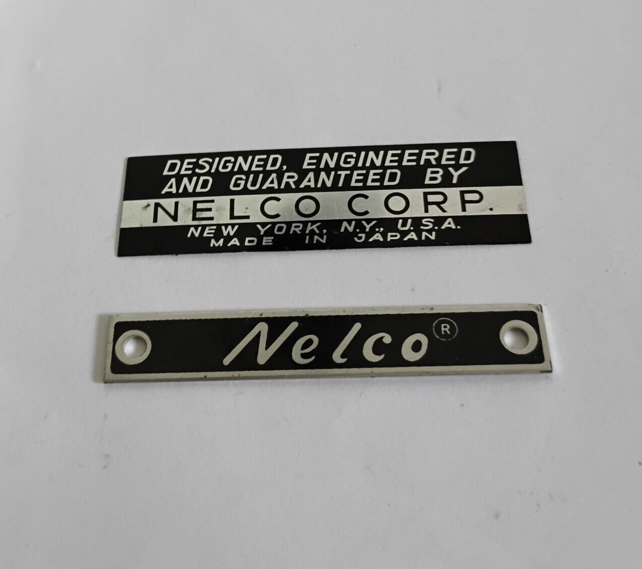 Vintage Nelco Sewing Machine Badge Logo Set of 2 Made in Japan