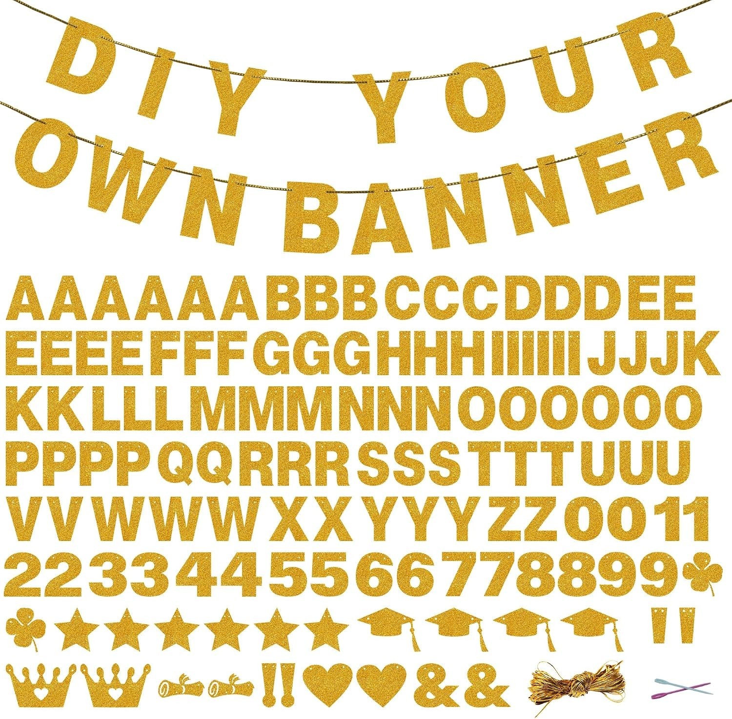131 PCS Custom Banner Glitter DIY Letter Banners Personalized Banner for Birt...