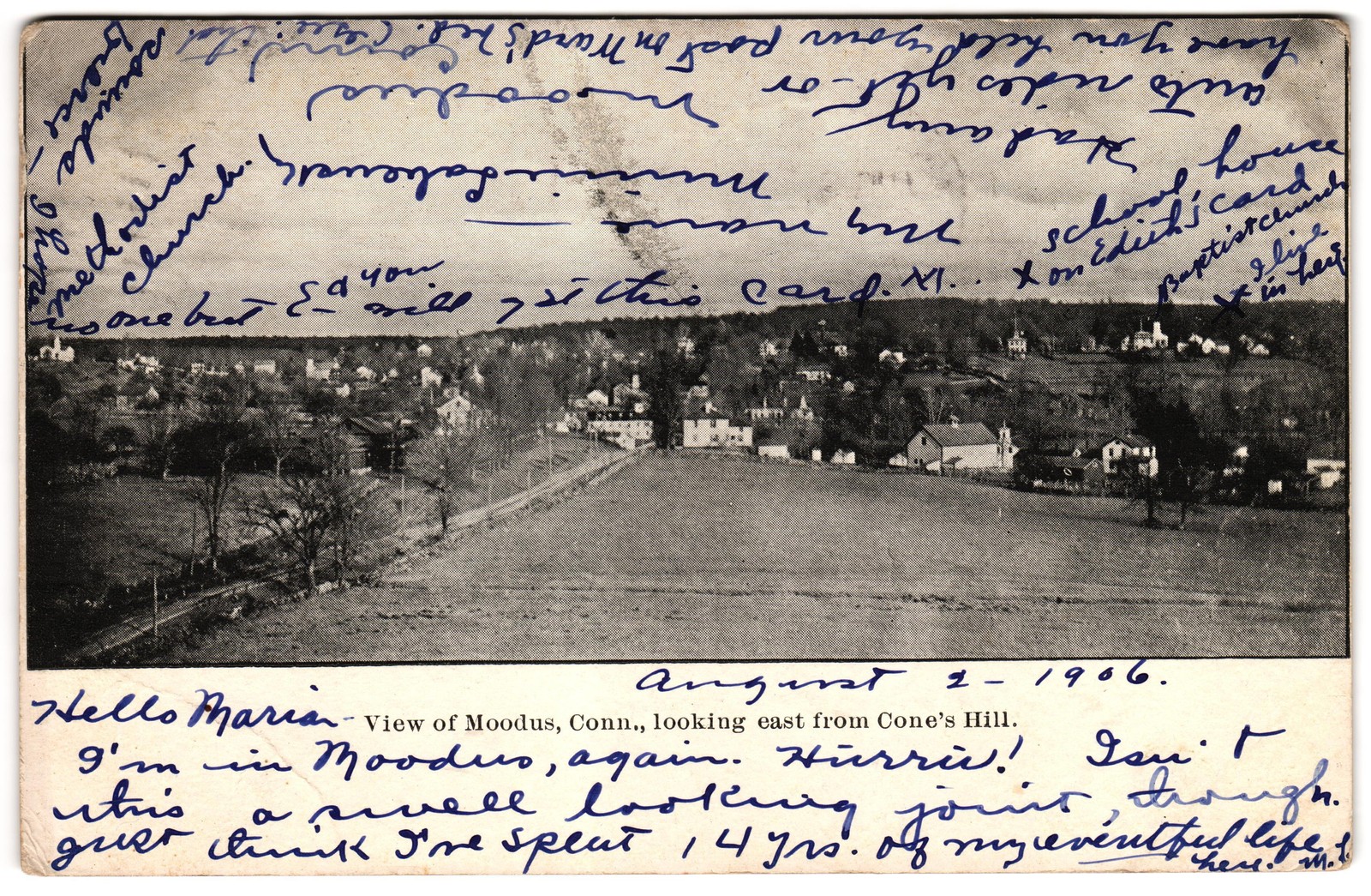 Moodus Connecticut looking East from Cone\'s Hill Panoramic View c1900s Postcard Moodus Connecticut looking East from Cone\'s Hill Panoramic View c1900s Postcard